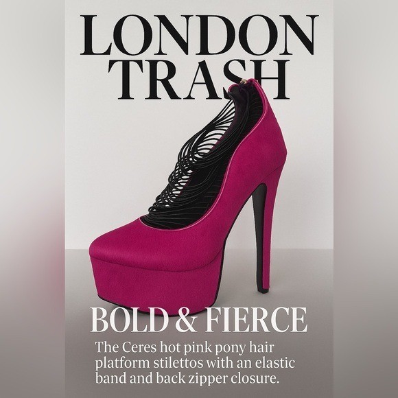 London Trash Hot Pink Ceres Platform Stilettos Calf Hair Heels 8.5