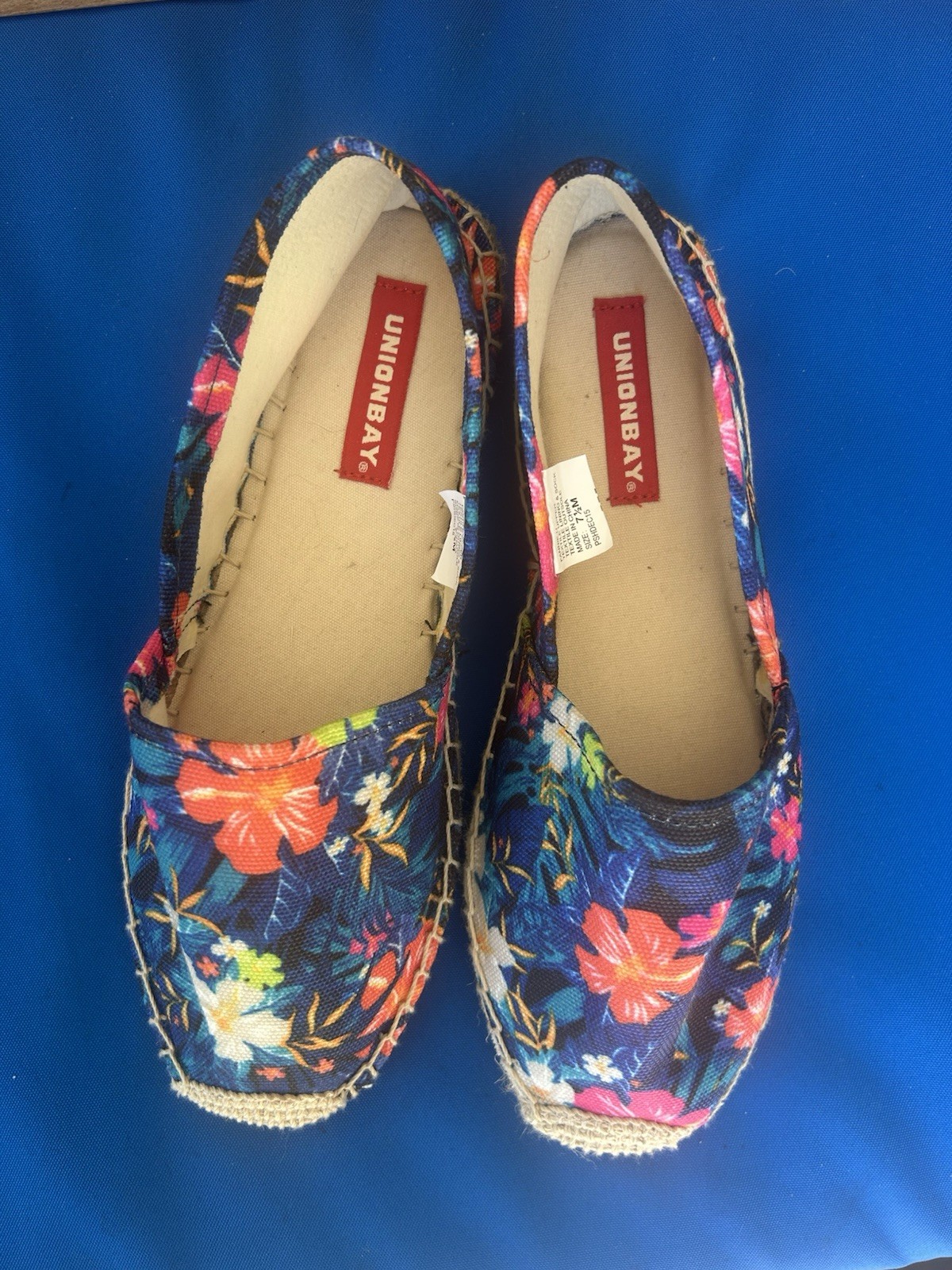 UnionBay Fannie-U Navy Tropical Slip-On Espadrilles sz 7.5 New