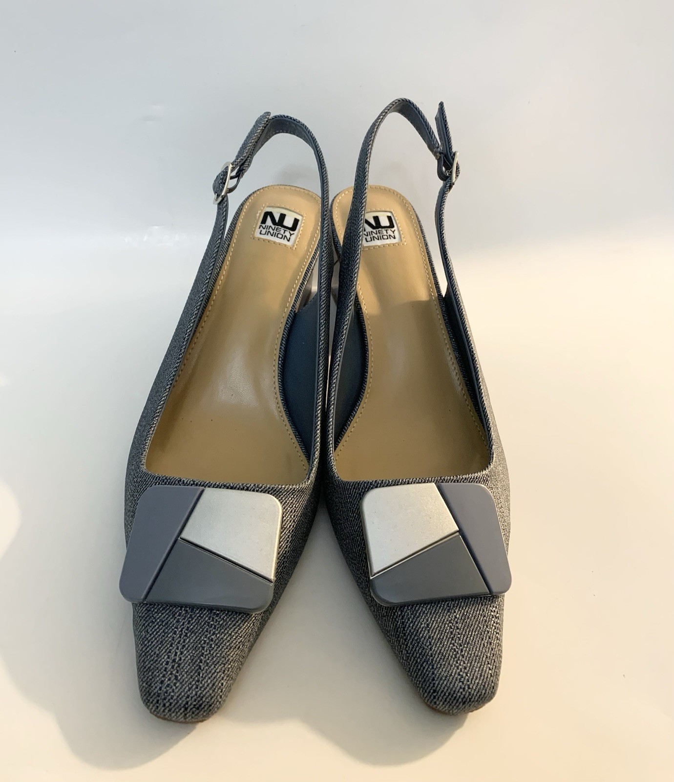 Ninety Union Sally Slingback Block Heel in Denim Blue (Size 10)