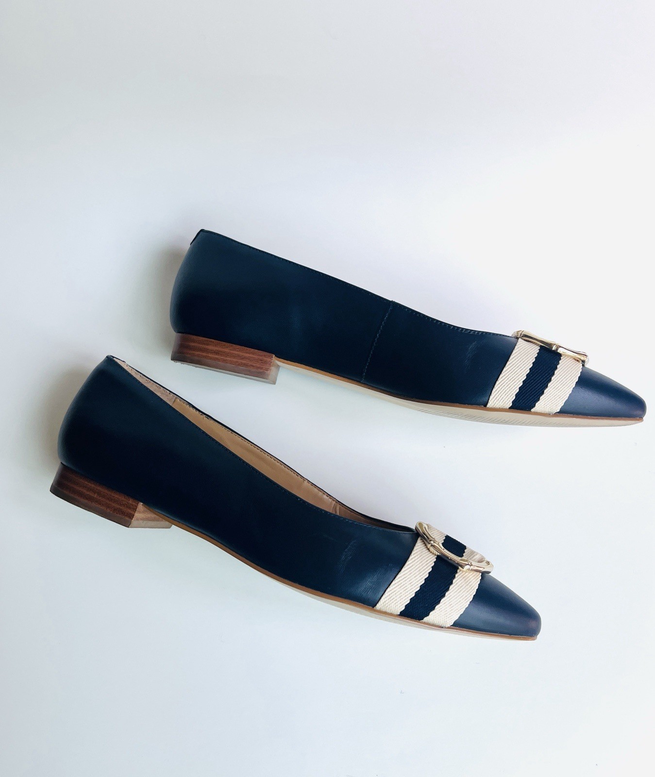 Talbots Edison Bamboo Ring Women’s Sz 6M Navy blue Leather Flats