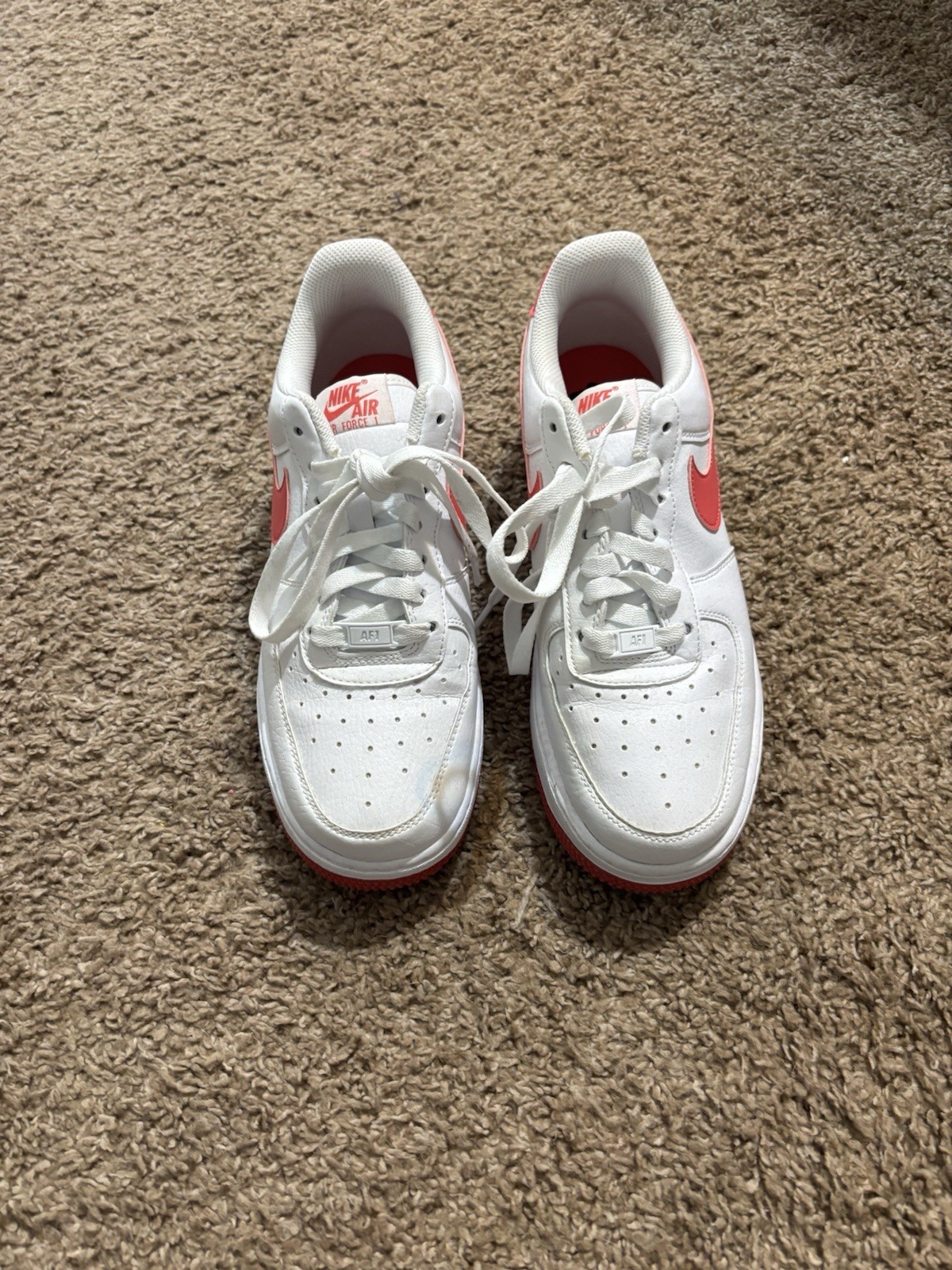 Nike Air Force 1 Women’s Running Shoes White/Pink, Size 8.5M