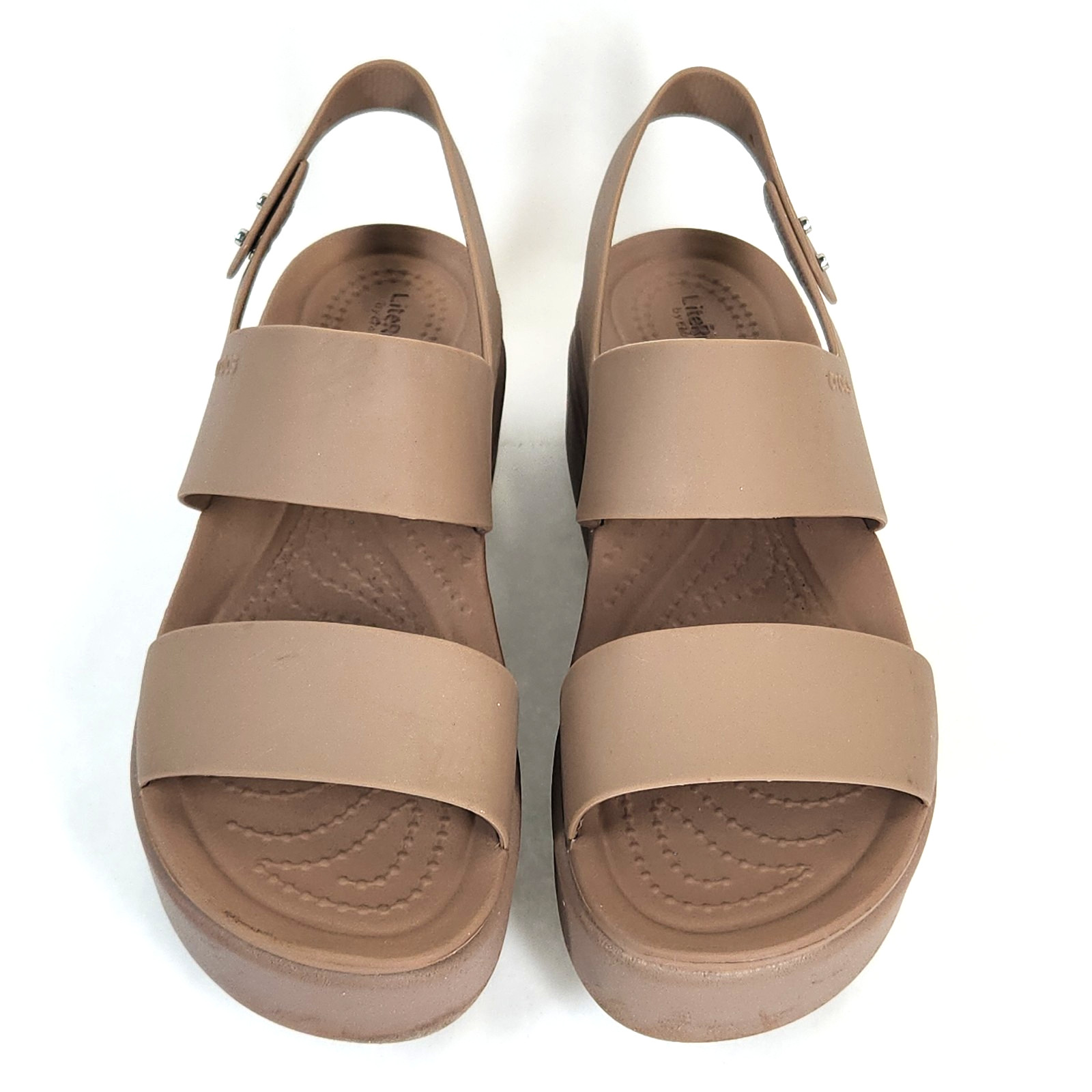 Crocs Brooklyn Low Wedge Sandals Women 5 Mushroom Platform Slingback Comfort