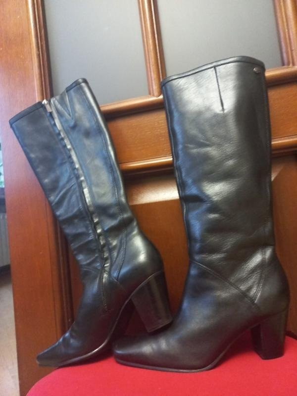 Women boots black leather 39 #4638