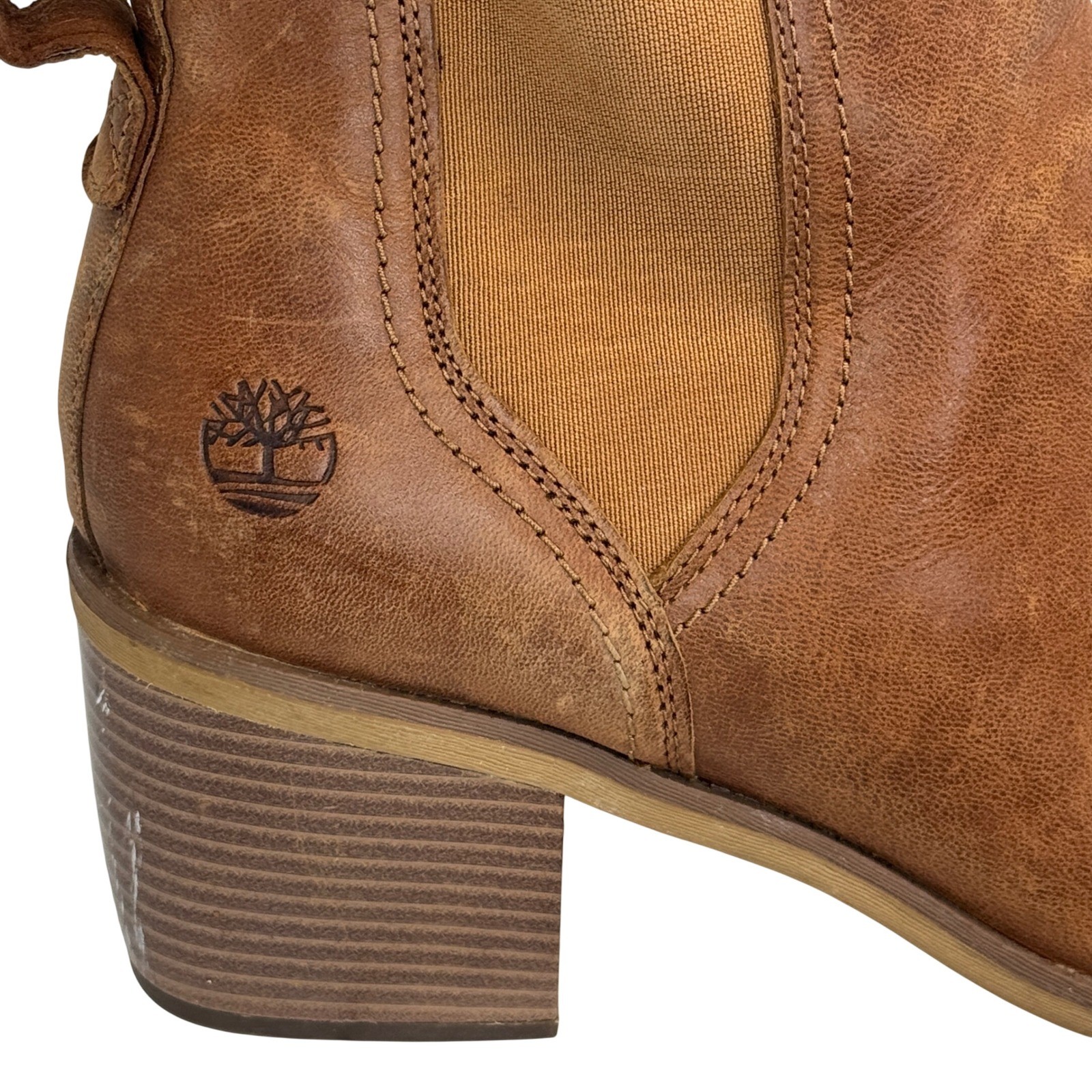 Timberland Leather Chelsea Boots Women’s 11 Brown Block Heel ReBOTL Defender