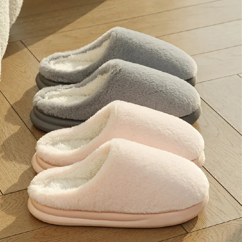 Winter Plush Slippers New Soft Platform Fluffy Slides Comfort Concise Anti Slip
