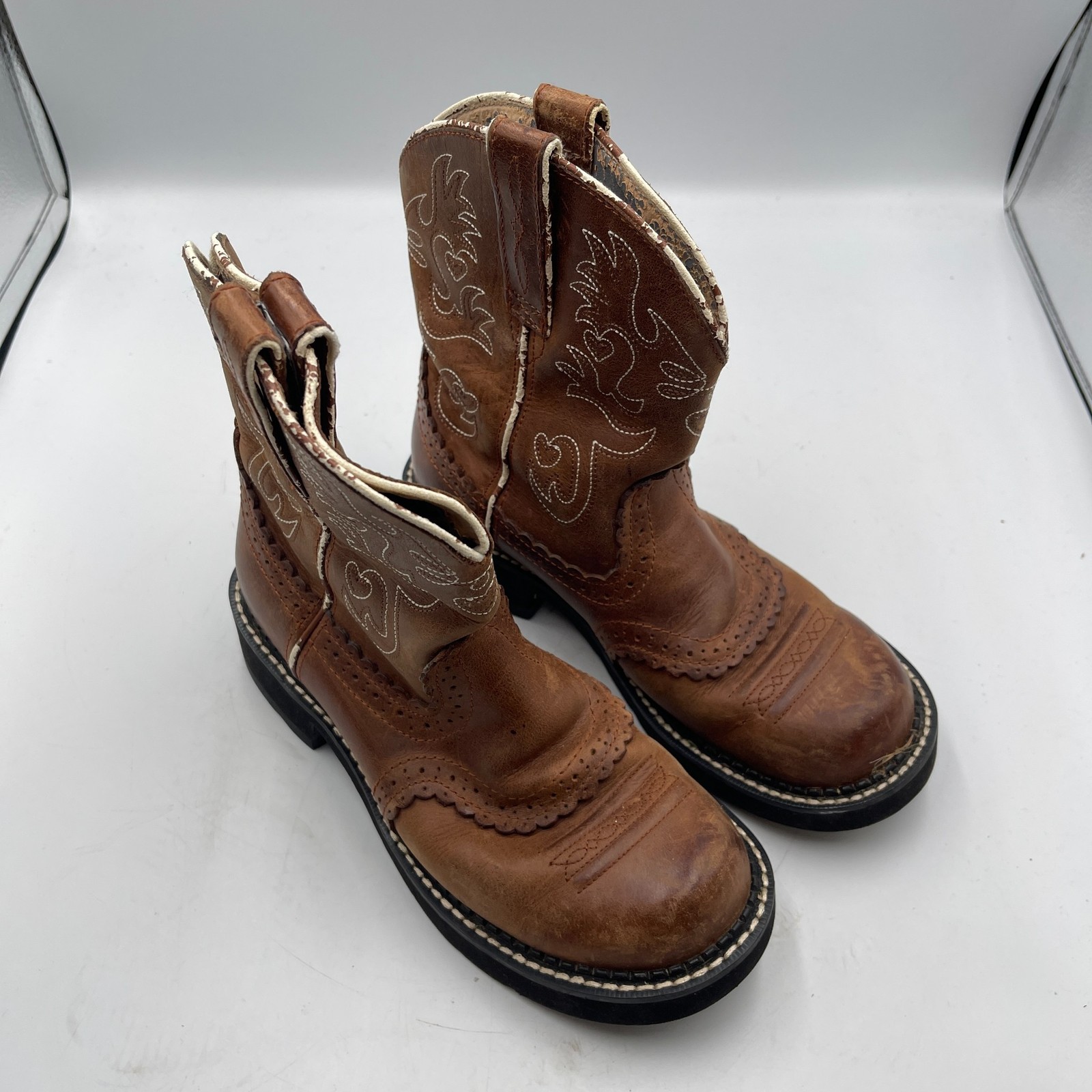 Ariat Fatbaby 10000860 Women’s 7 B Ankle Boots Saddle Leather Cowgirl Western