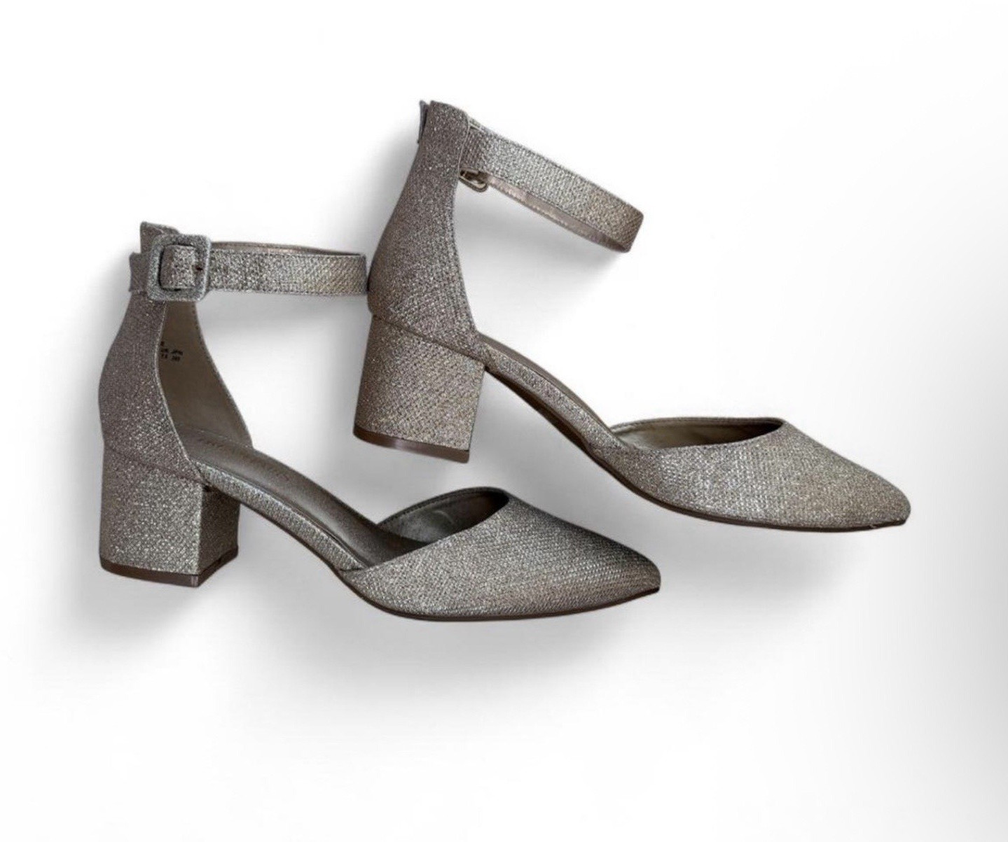 Dream Pairs Women’s US 9.5 Silver Glitter D’Orsay Ankle Strap Pointed Toe