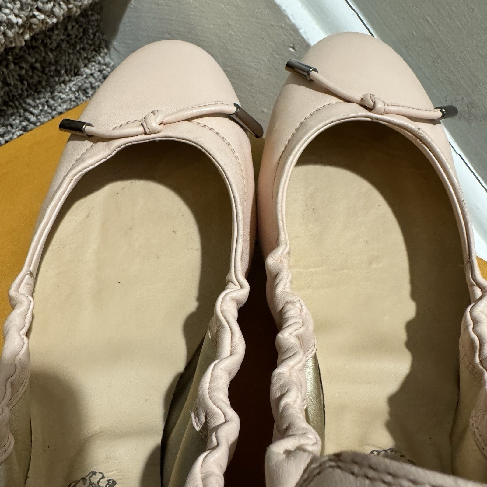 TOD’S Ballet Flats Womens Size 37 Leather Foldable Scrunch Ballerina Twee Pink