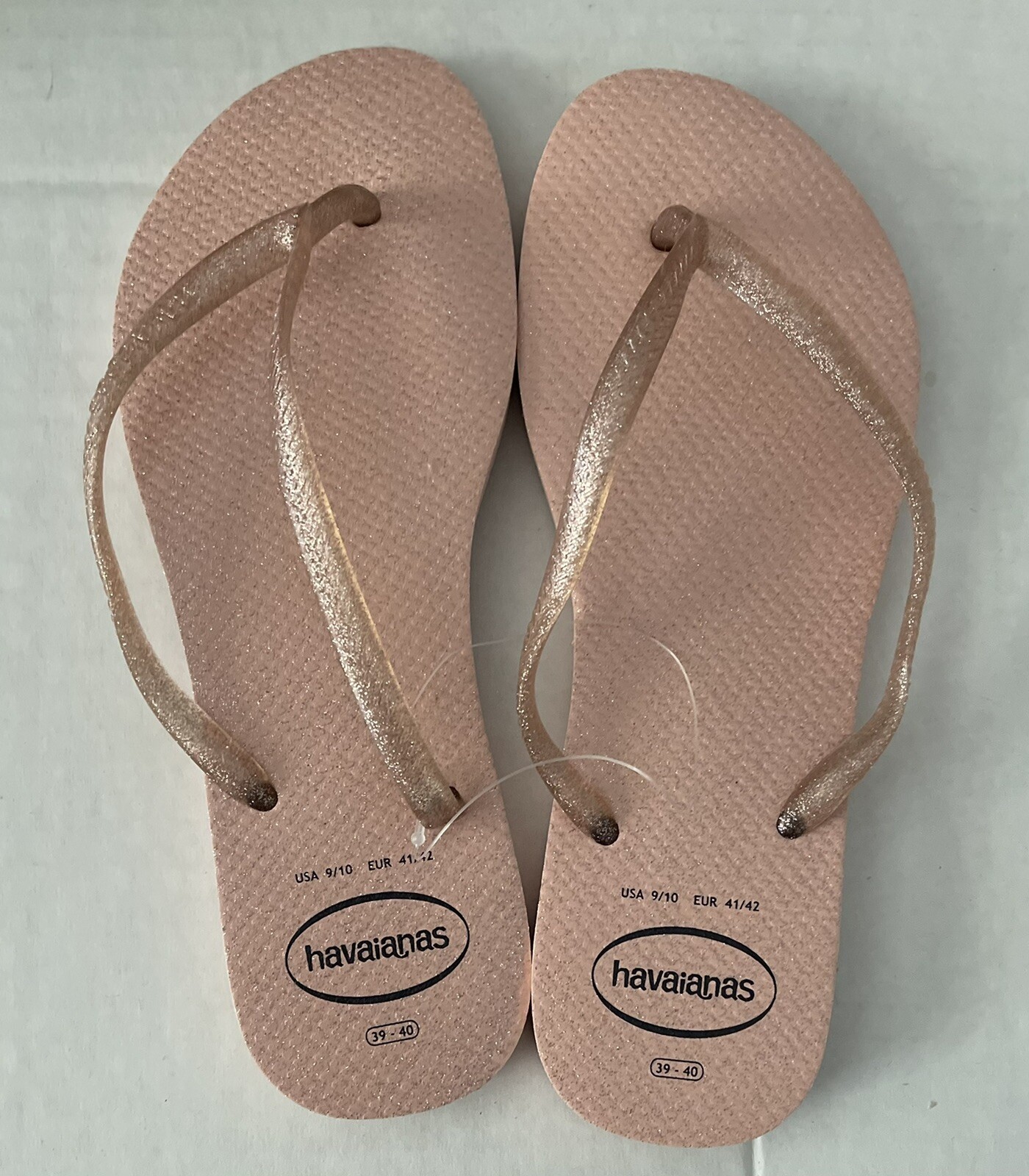 Havaianas Flip Flops Pink Glitter Woman’s USA 9/10 EUR 41/42 BRA 39-40 New