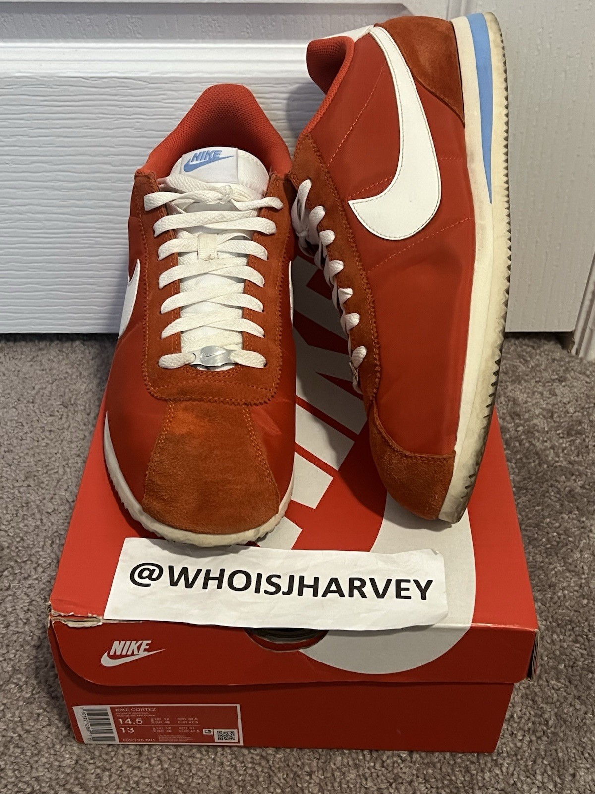 W Nike Cortez Picante Red Size 14.5 Women’s Sail Blue White DZ2795-601