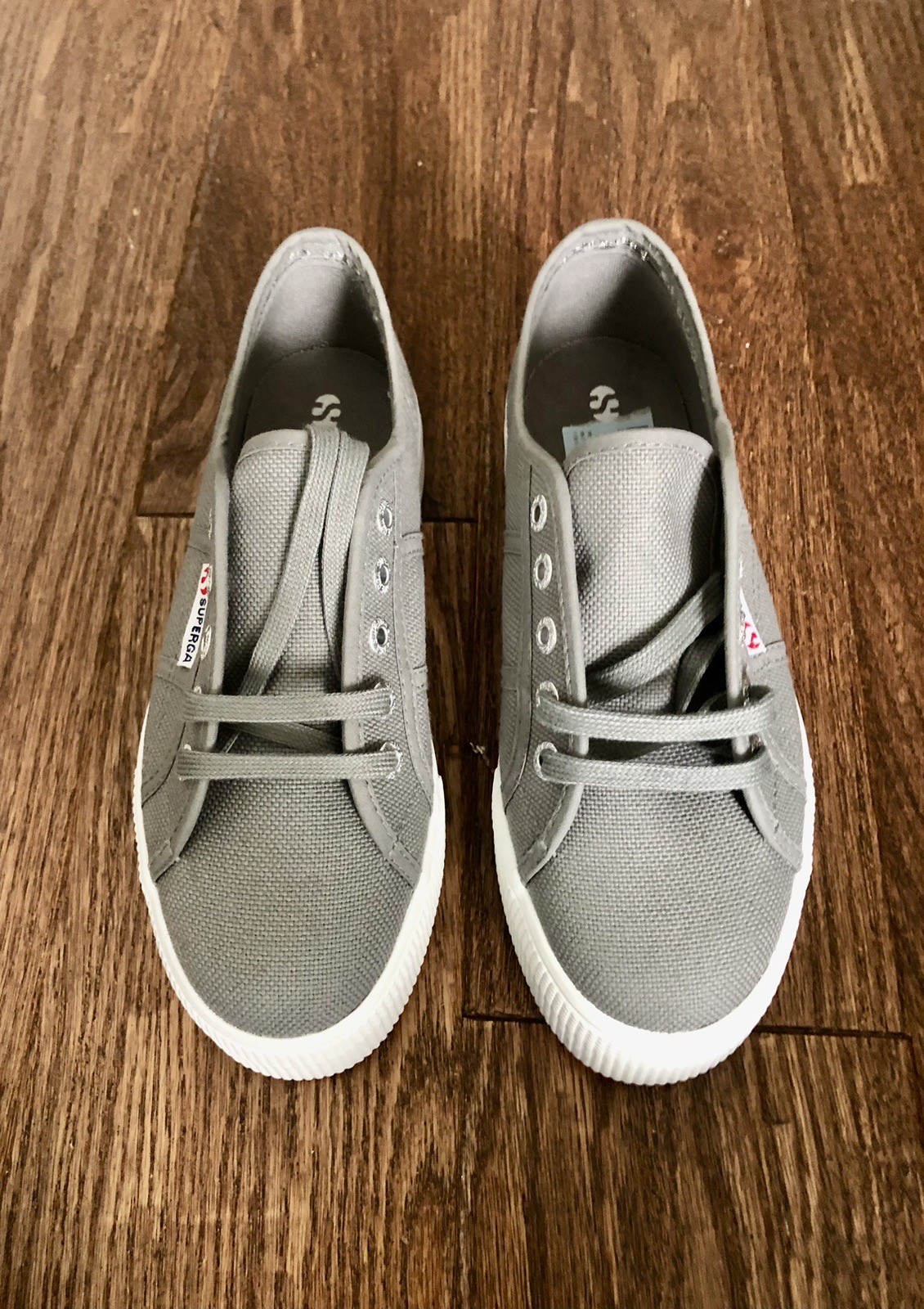 SUPERGA 2750 Gray Sage Canvas Platform Sneakers US 6 NEW