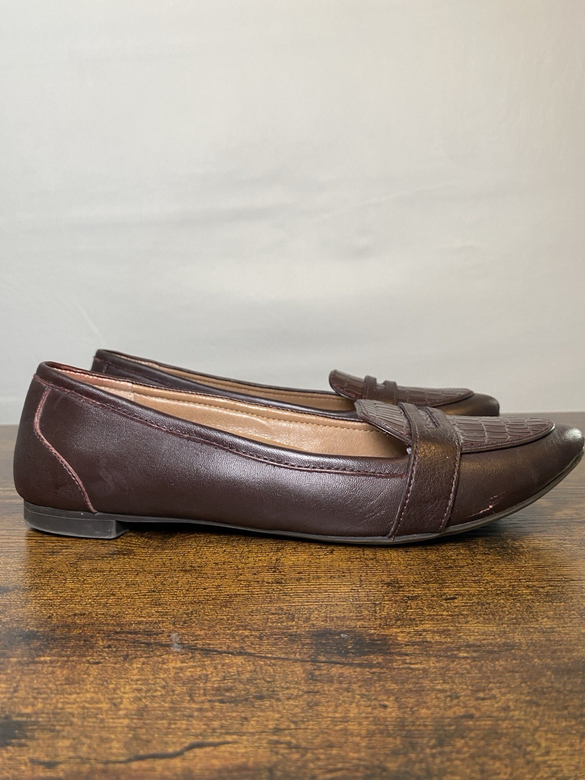 Vionic Savannah Flat Loafer Casual Shoes WOMENS 7 Burgundy Wine Leather $120
