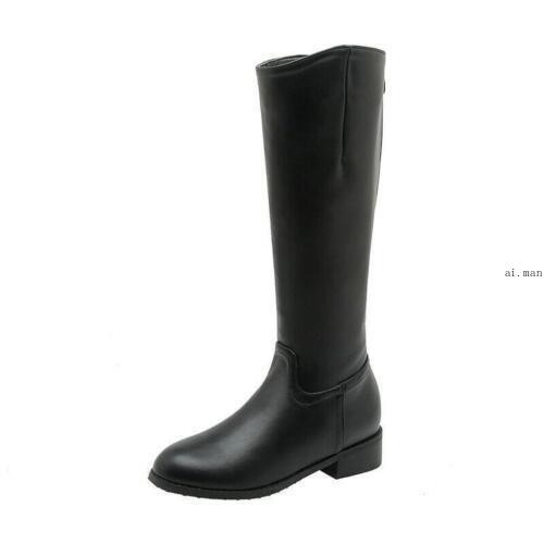 Women’s Men’s Mid Calf Knee High Riding Boots Tall Shoes Zipper Leather Oversize