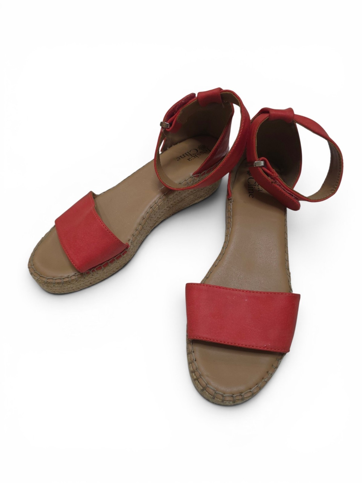 Jessica Cline Shoes Women’s Red Espadrille Wedge Ankle Strap Sandals 11