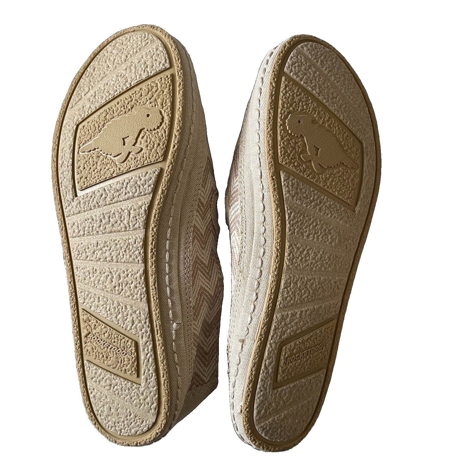 Rocket Dog Women’s Size 5 Chevron Canvas Slip On Sneakers Beige Casual Shoes