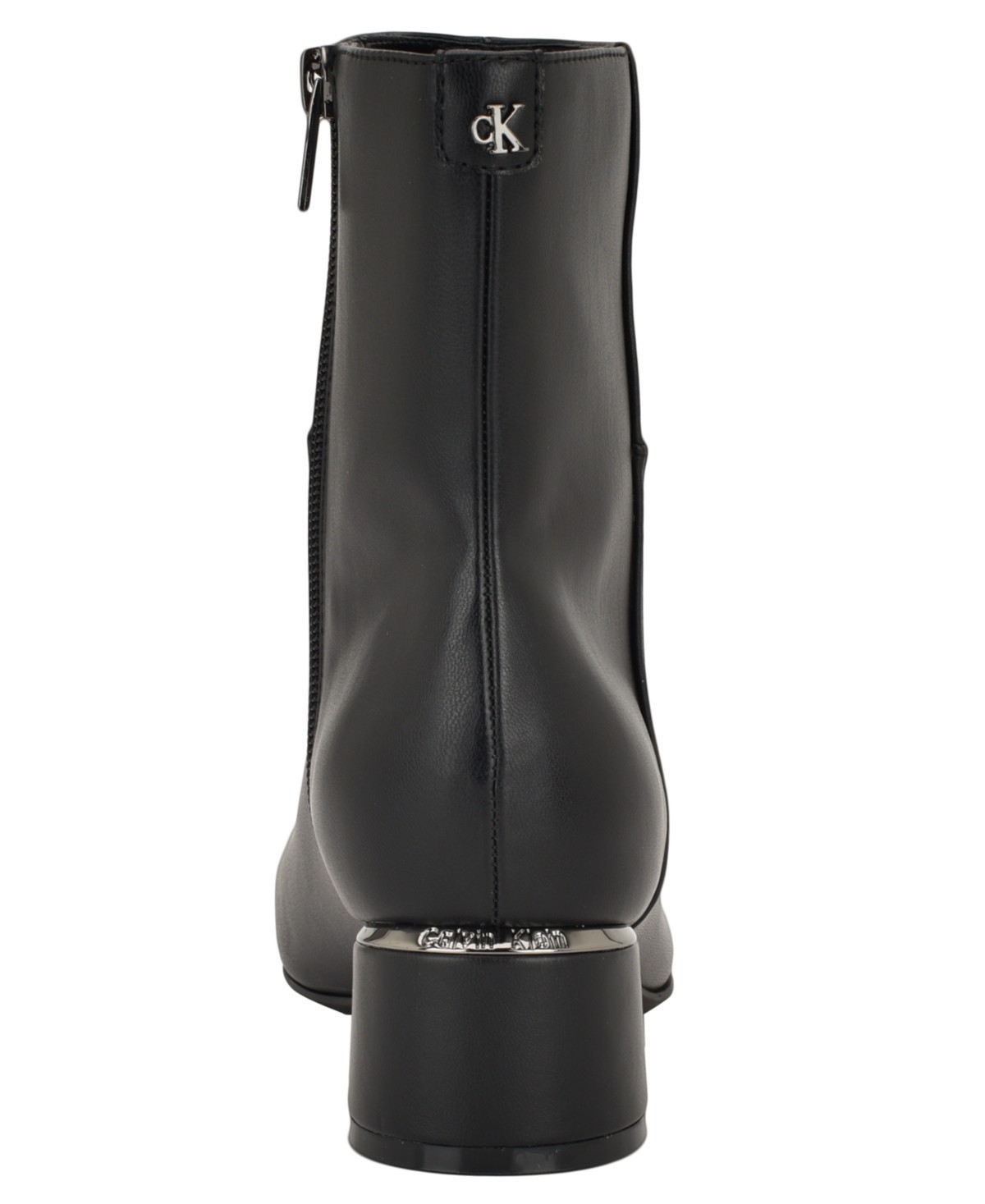 #22 Calvin Klein Women’s Parry Block Heel Ankle Booties – Black Smooth