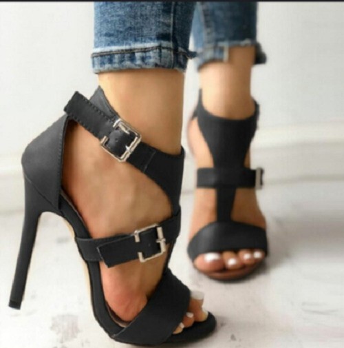 Womens Sexy Stiletto High Heels Ladies Ankle Strap Buckle Peep Toe Sandals Shoes