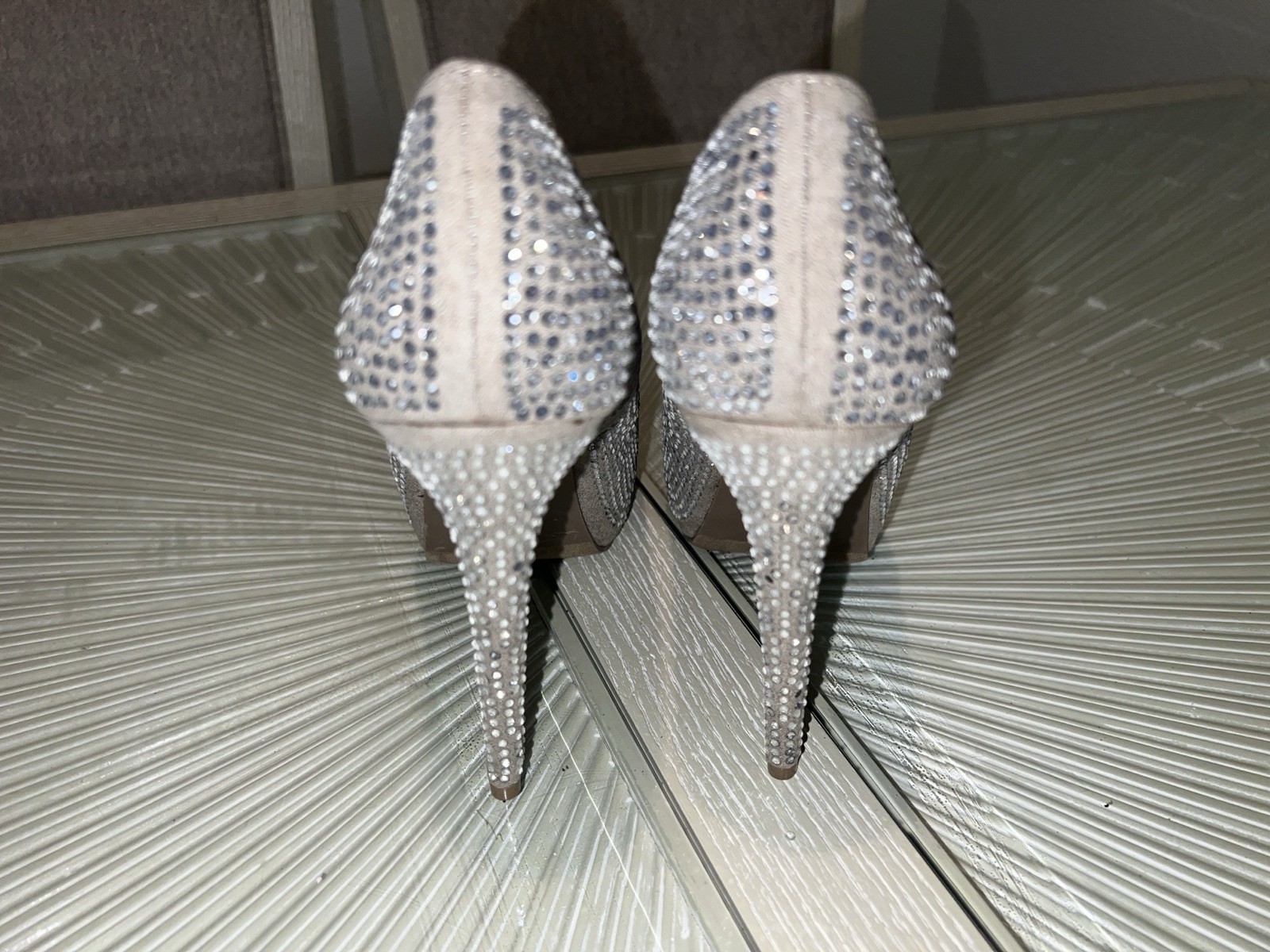 Steve Madden Women’s Silver Rhinestone Round Toe Stiletto Pump Slip-On 9