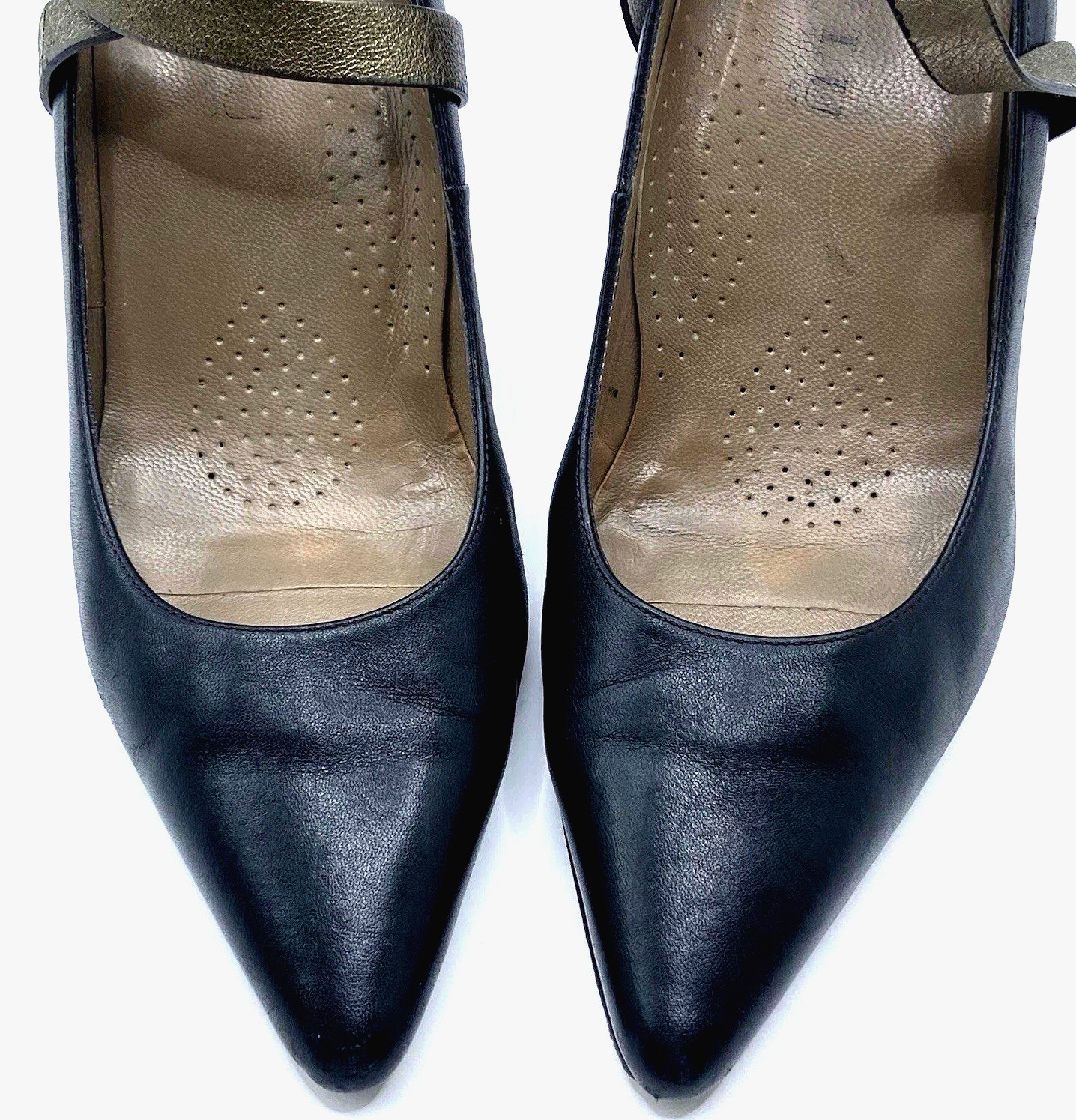 Anyi Lu Italy Black Leather Pointed Toe Ankle Strap Pumps Heels EU 38 US 7.5
