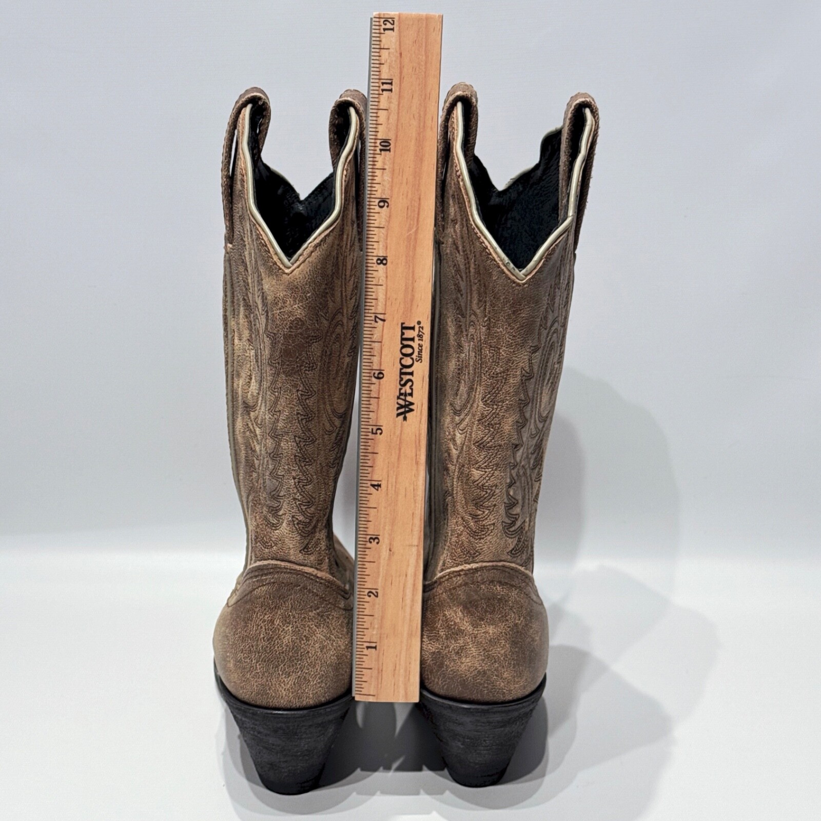 NWOB Rockin’ Country Brown Leather Cowgirl Western Boots Snip Toe Women Size 7M