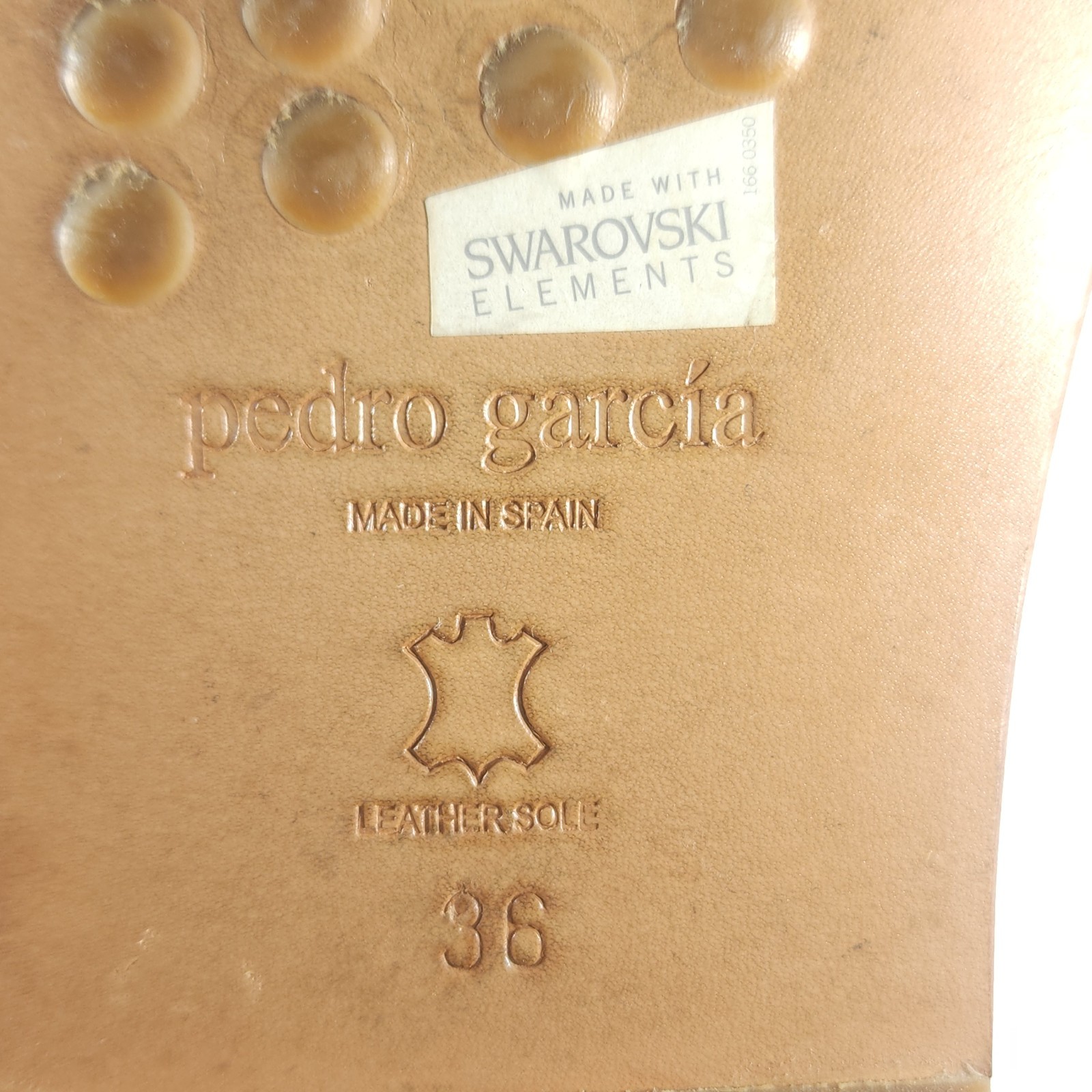 Pedro Garcia Women’s 36 US6 Gold Leather Swarovski Crystal Embellished Sandals