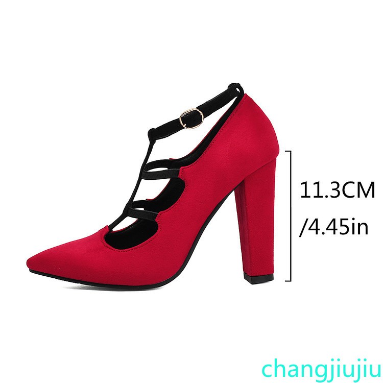 Leopard Print Solid T-Strap Pumps Women Pointed Toe Block Heel Club Formal Shoes