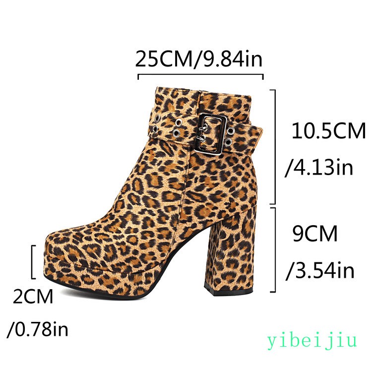 Retro Women’s Leopard Print Ankle Boots High Heel Platform Shoes Clubwear Pumps