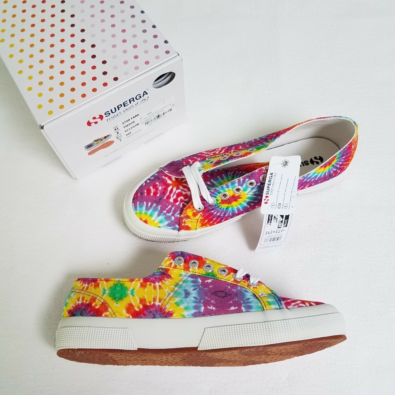 Superga 2750 Low Top Tie Dye Rubber Sole Sneakers Women-8.5 Men-7 NIB BEATNIK
