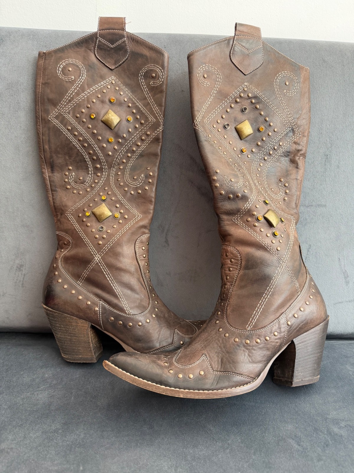 Navyboot Leather Cowboy Boots | Size EU 39 US 8.5 | Western Boho Style |