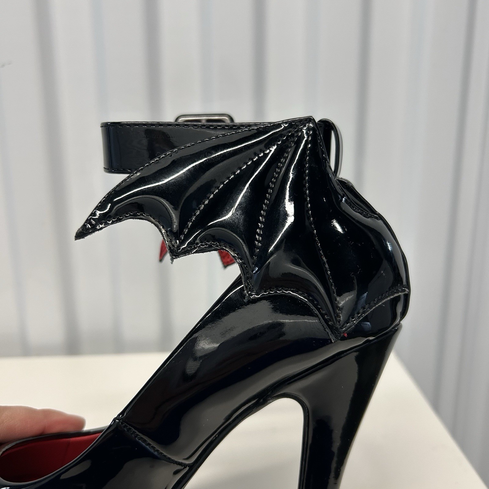 Killstar Cemetery Lane Black Bat Wing High Heels Faux Leather Women’s US Sz 5