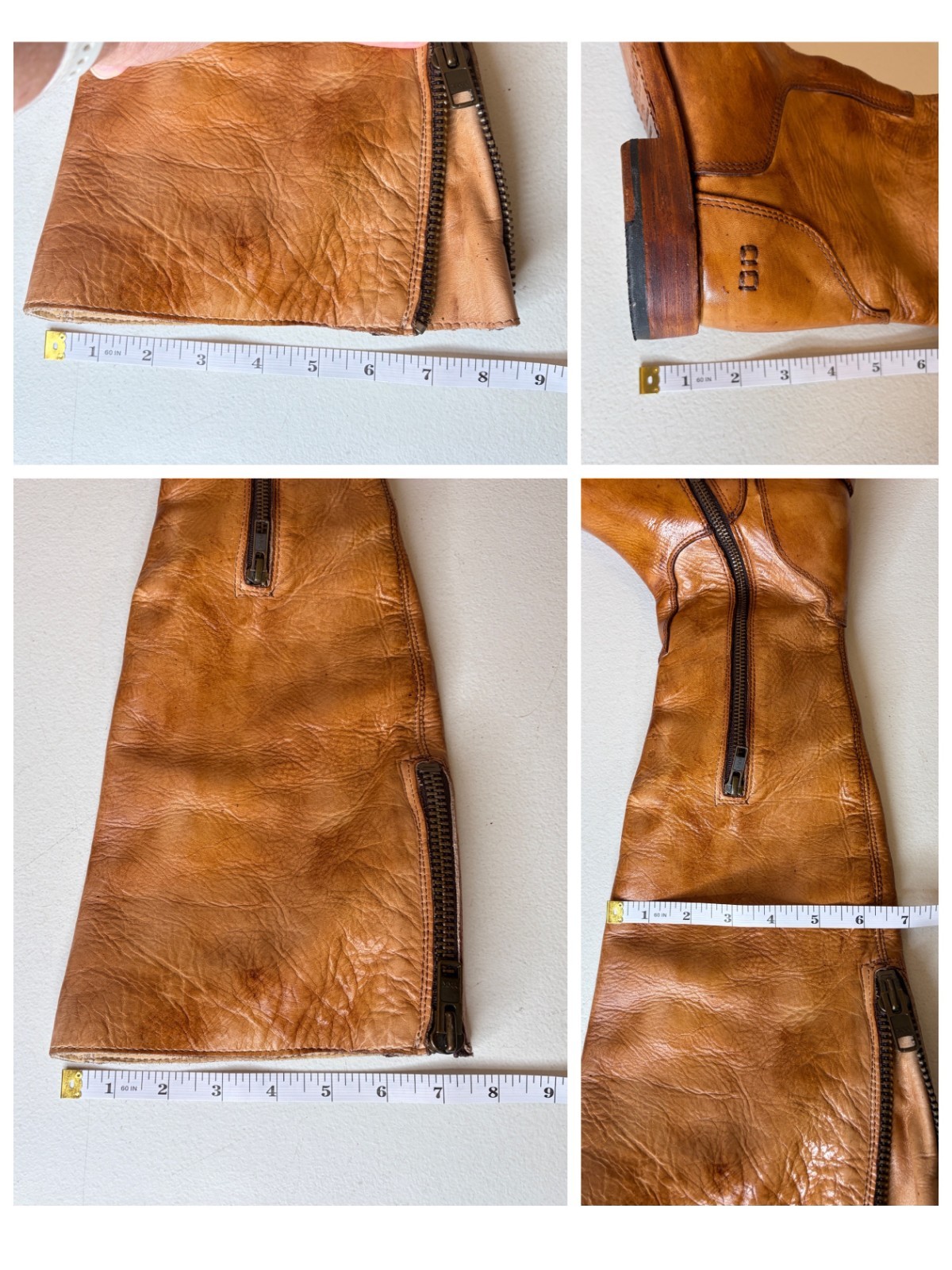 BED STU Tess Tan Distressed Leather Tall Riding Boots BedStu Size 8