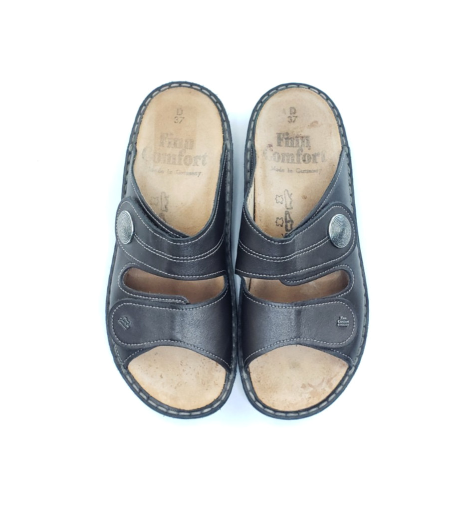 Finn Comfort Sansibar Womens Slide Sandals Gray Leather Comfort EU 37 US 6