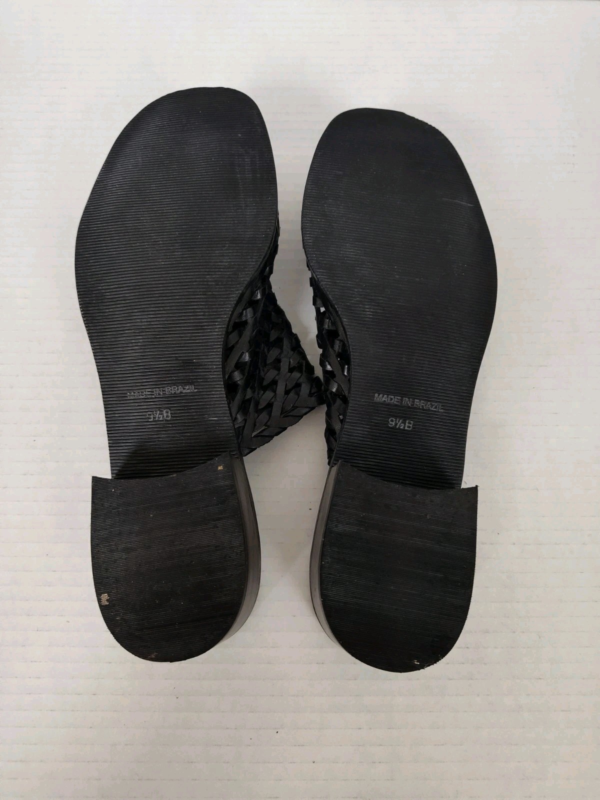 Paradox Black Leather Woven Slide Sandals Women’s Size 9.5 Shoes Made In Brazil