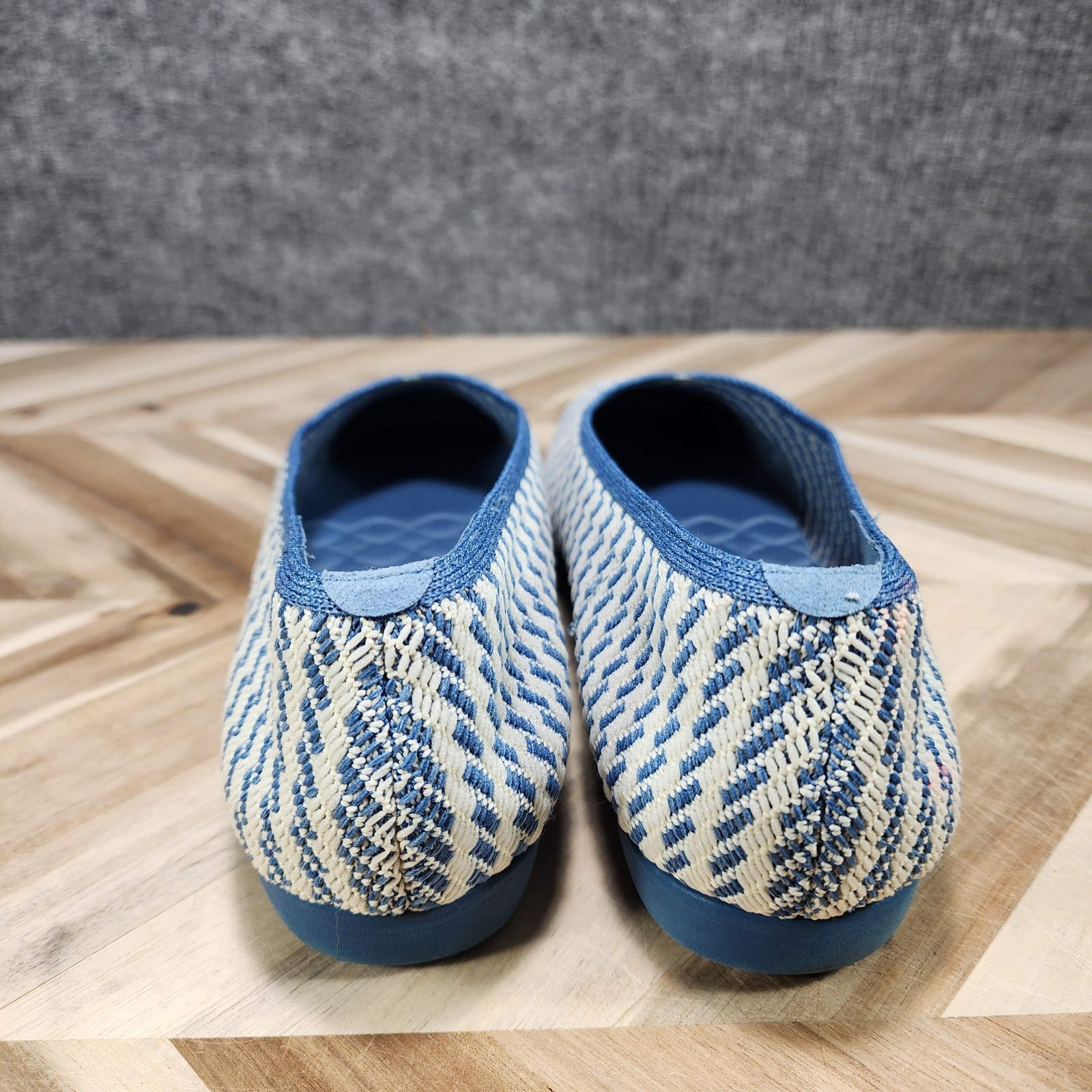 Vivaia Margot 2.0 Flats Denim Stripe Knit Square Toe Shoes Size EU 40 US 9 EUC