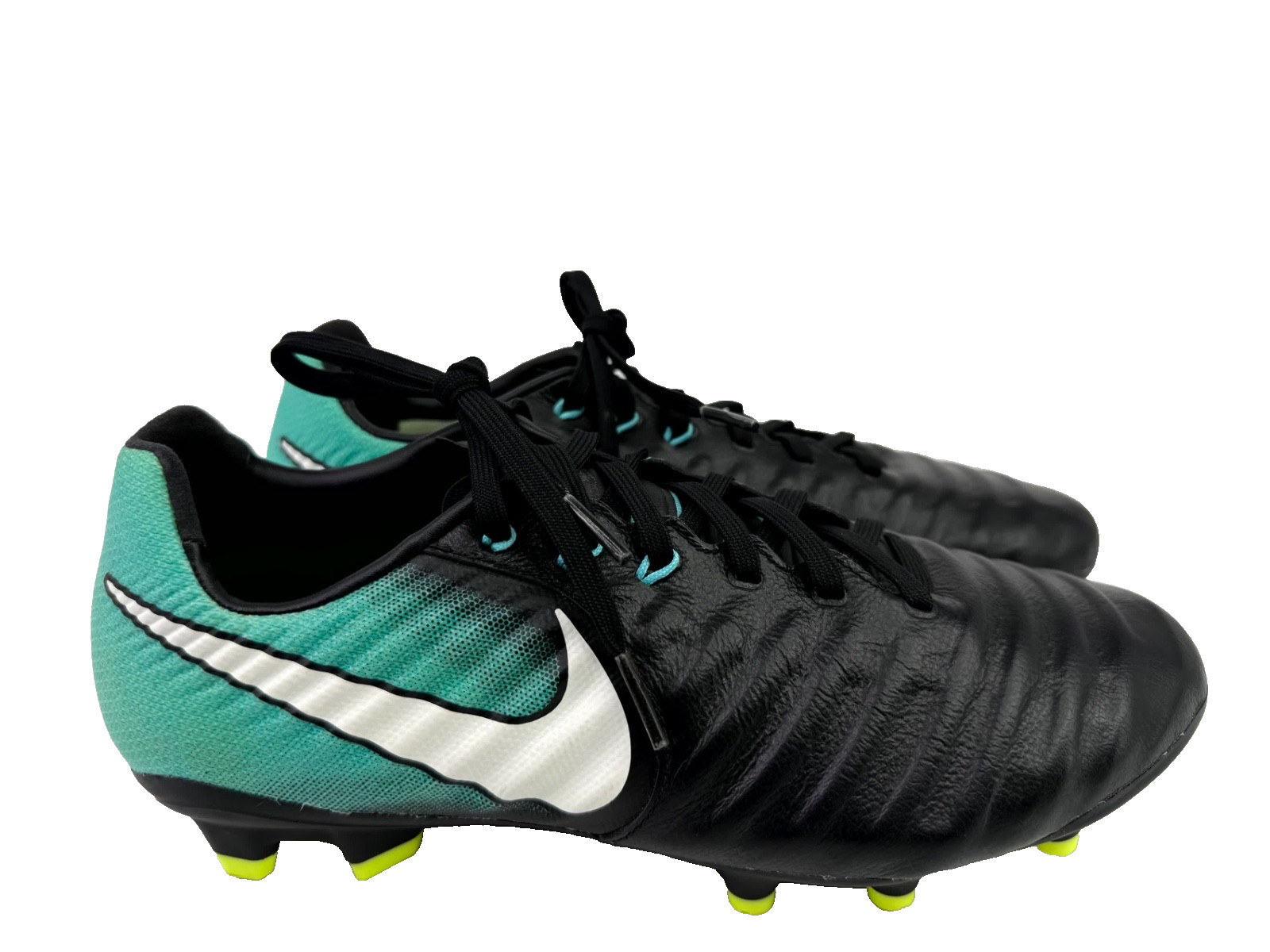 Nike Tiempo Legacy III FG Soccer Cleats Womens Size 8 897803-002 Black/Aqua