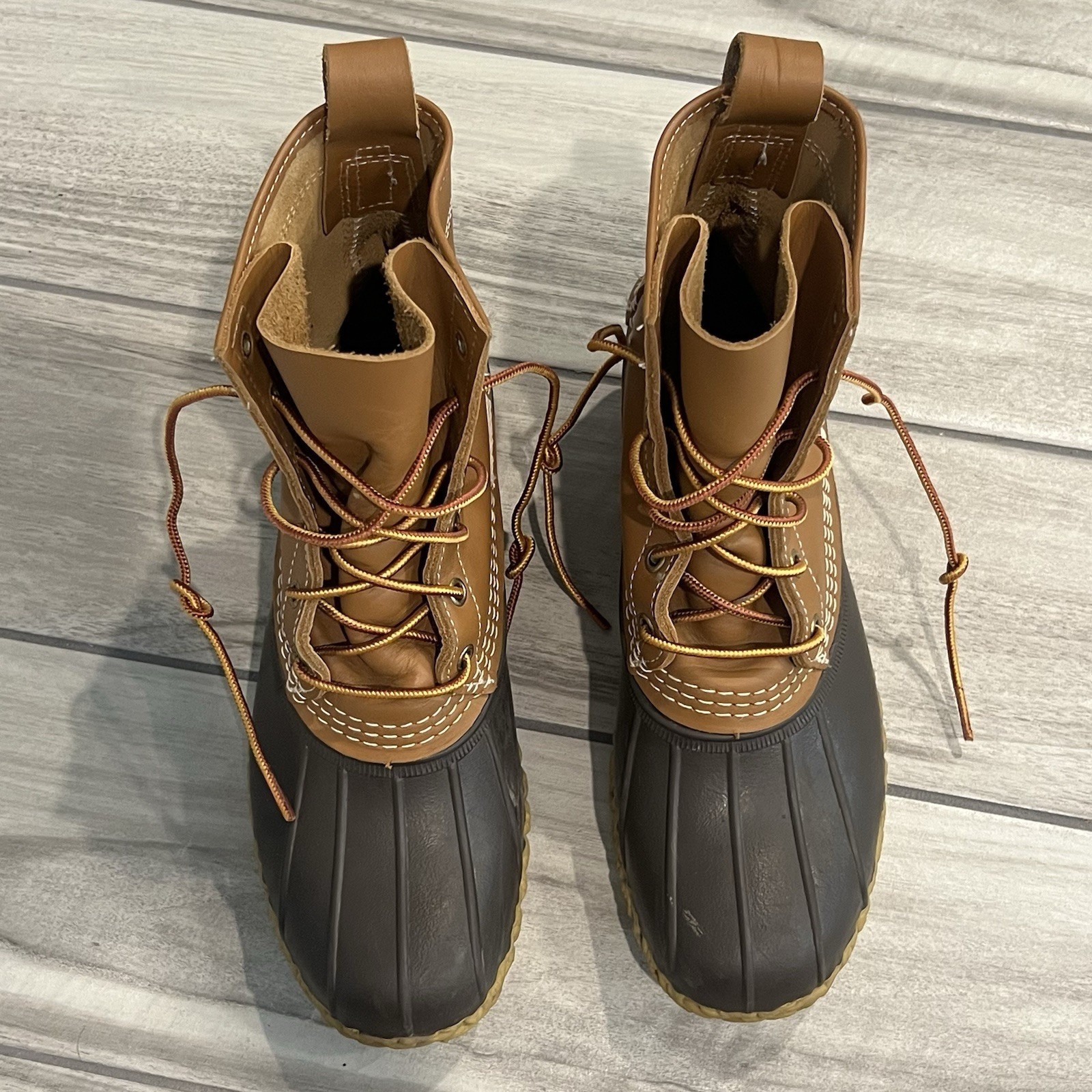 LL Bean 8 Inch Bean Boots Women Size 8 Brown Tan Excellent Waterproof Duck Boots