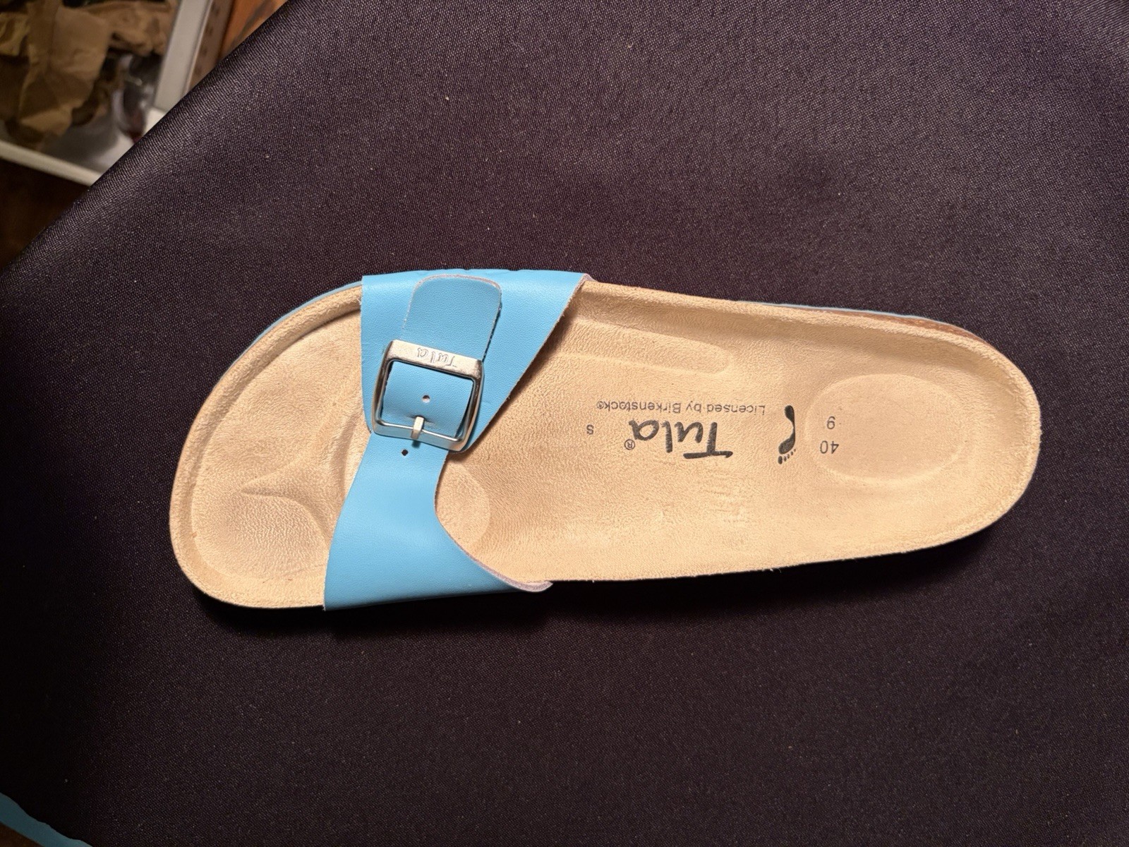 TULA by Birkenstock Ladies 40EU 9Turqouise Slip On Slide Sandals Excellent Cond