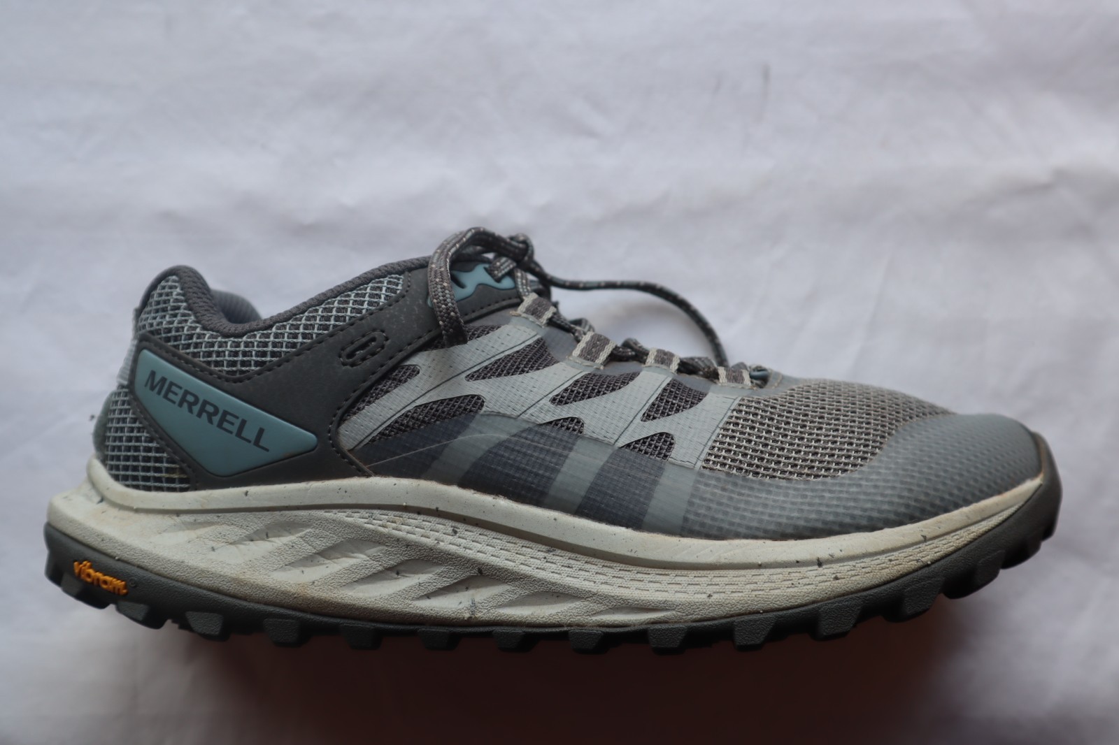 Gray & Blue Synthetic & Textile MERRELL Antora Laced Running Sneakers 8.5