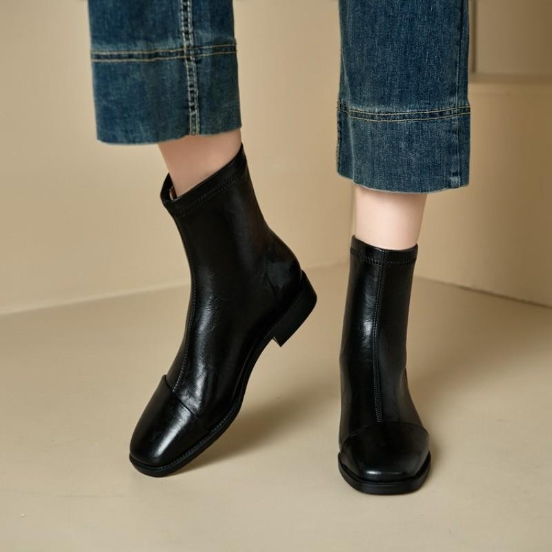 Women’s Faux Leather Square Toe Ankle Boots Casual Party Dress Office Work Shoes