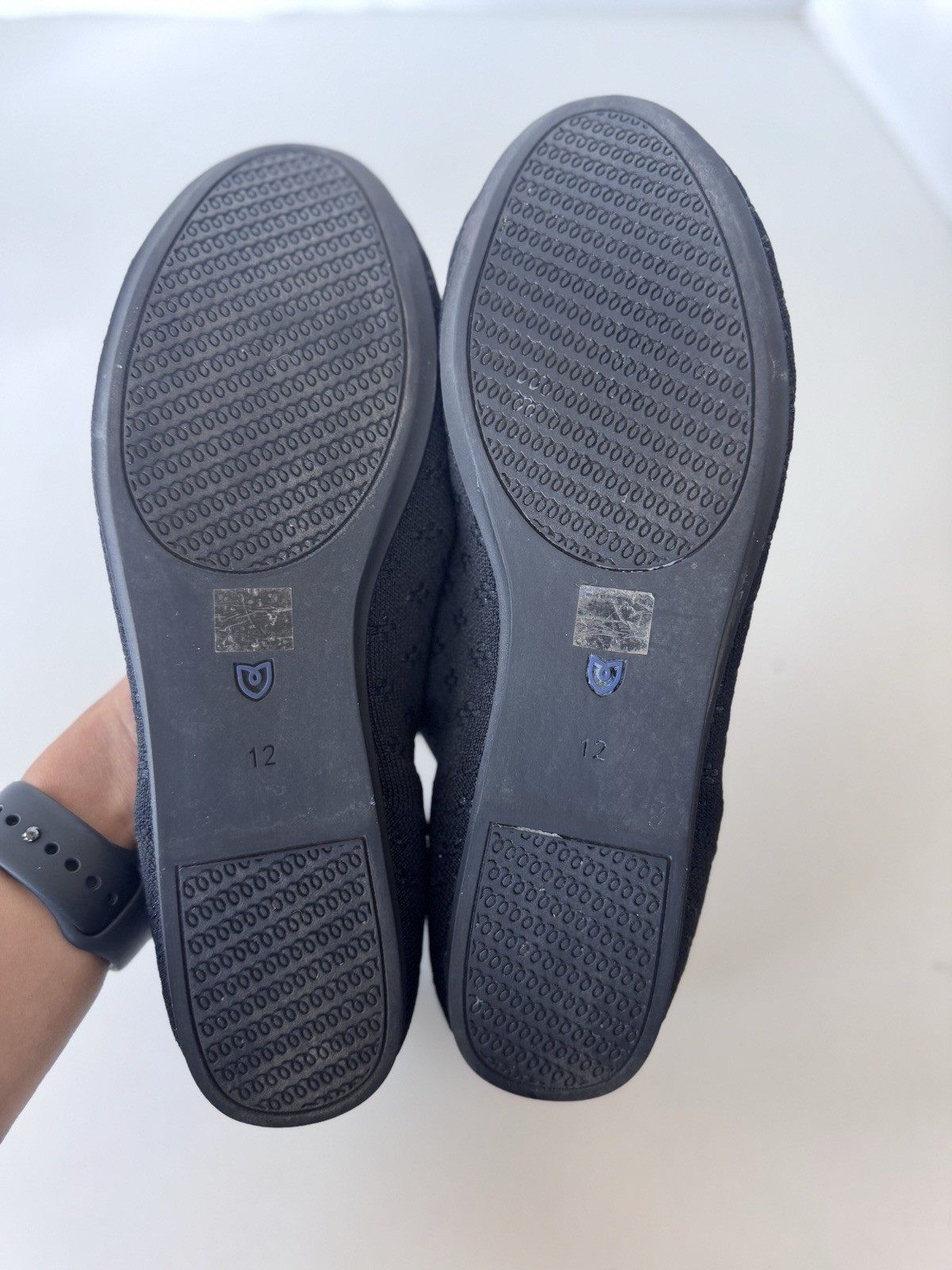 rothy’s the daily flat floral textured knit black flats shoes size 12