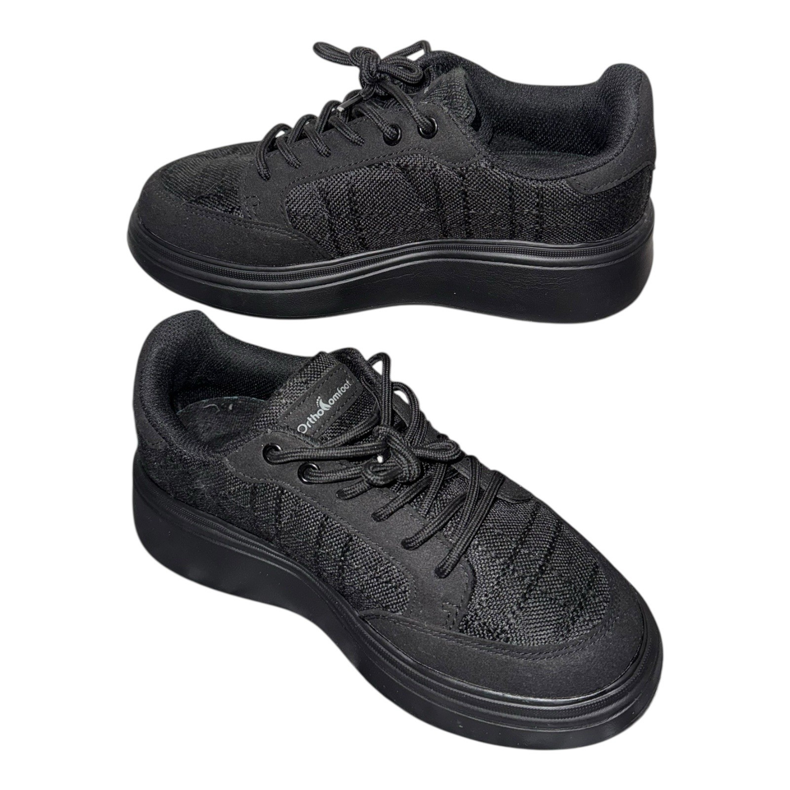 ORTHO COMFOOT WOMENS SNEAKERS LACE UP BLACK COLOR SIZE 37