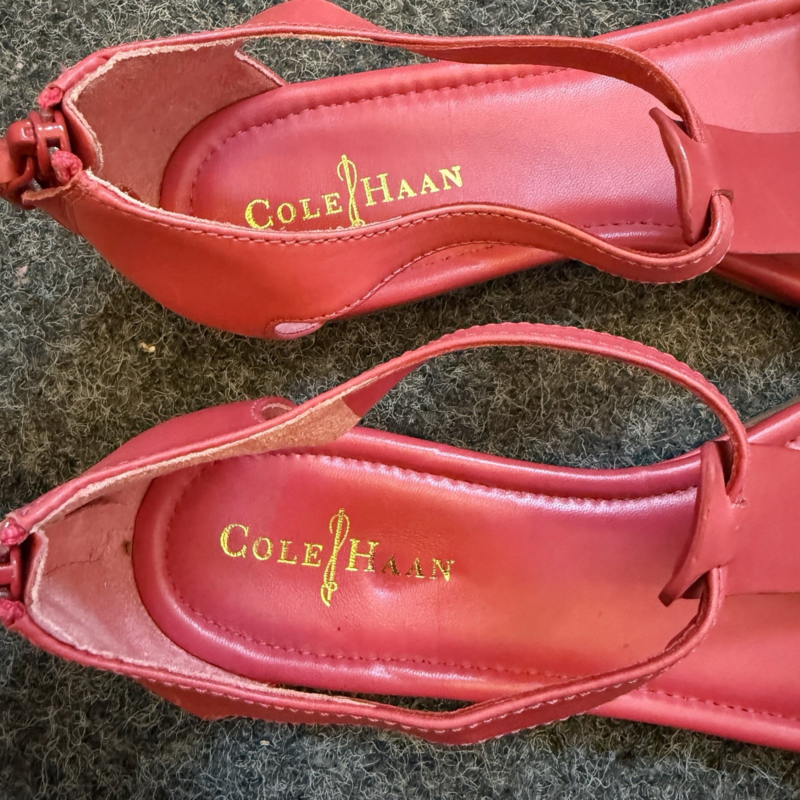 Cole Haan Sandals Flats Braided T-Strap Covered Heel Pink Sz 10.5