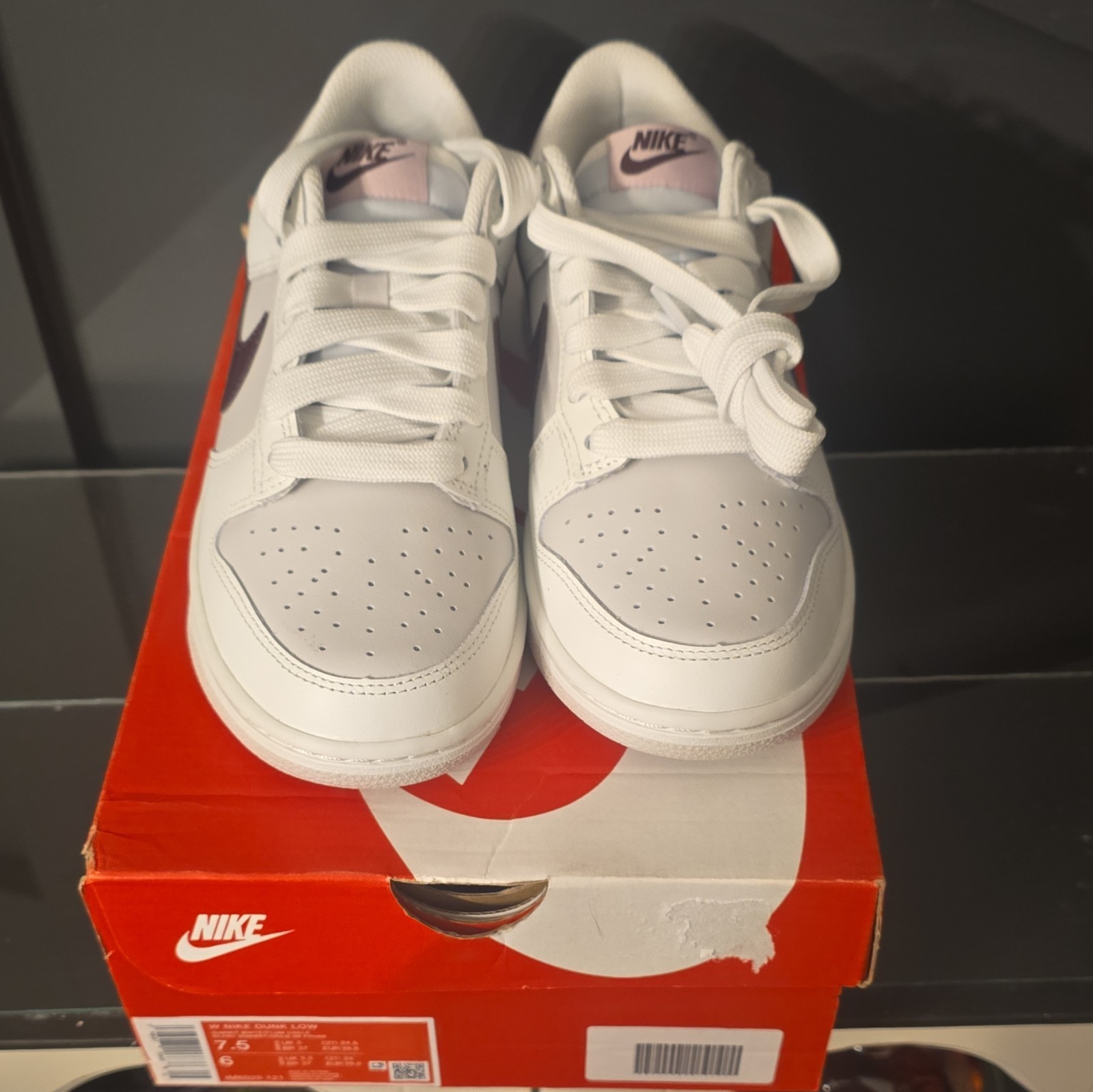 Nike Dunk Low White Purple Pink Colorblock Low Top Lace Up Leather Sneaker