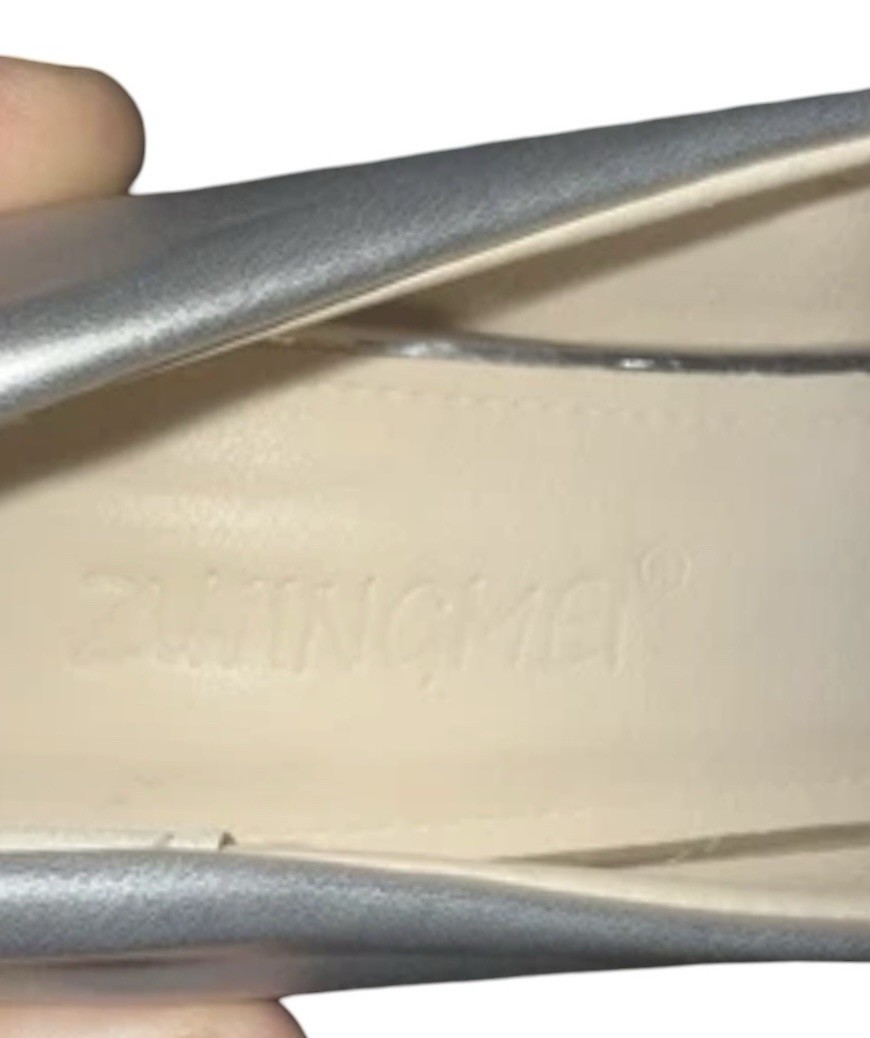 ZUJINGMEi SHISHANG Silver Faux Leather Classic 3” Heel Women’s Size US 6 /EU 36