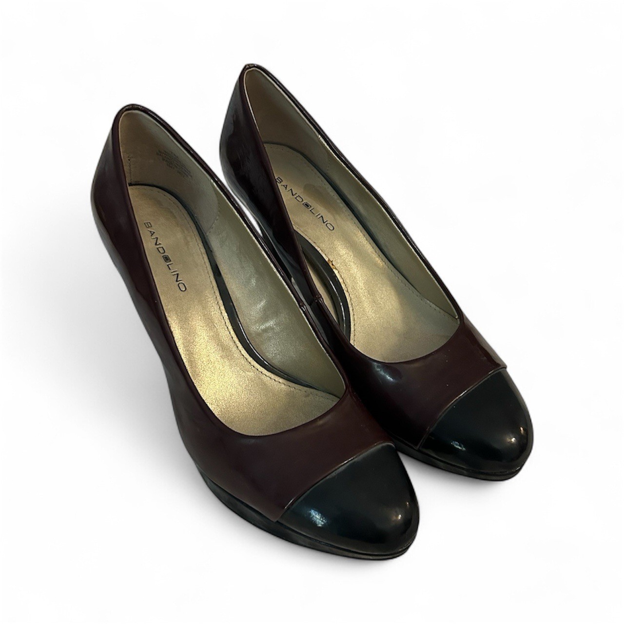 Bandolino Women’s Dark Red And Black Cap Toe Heels Pumps