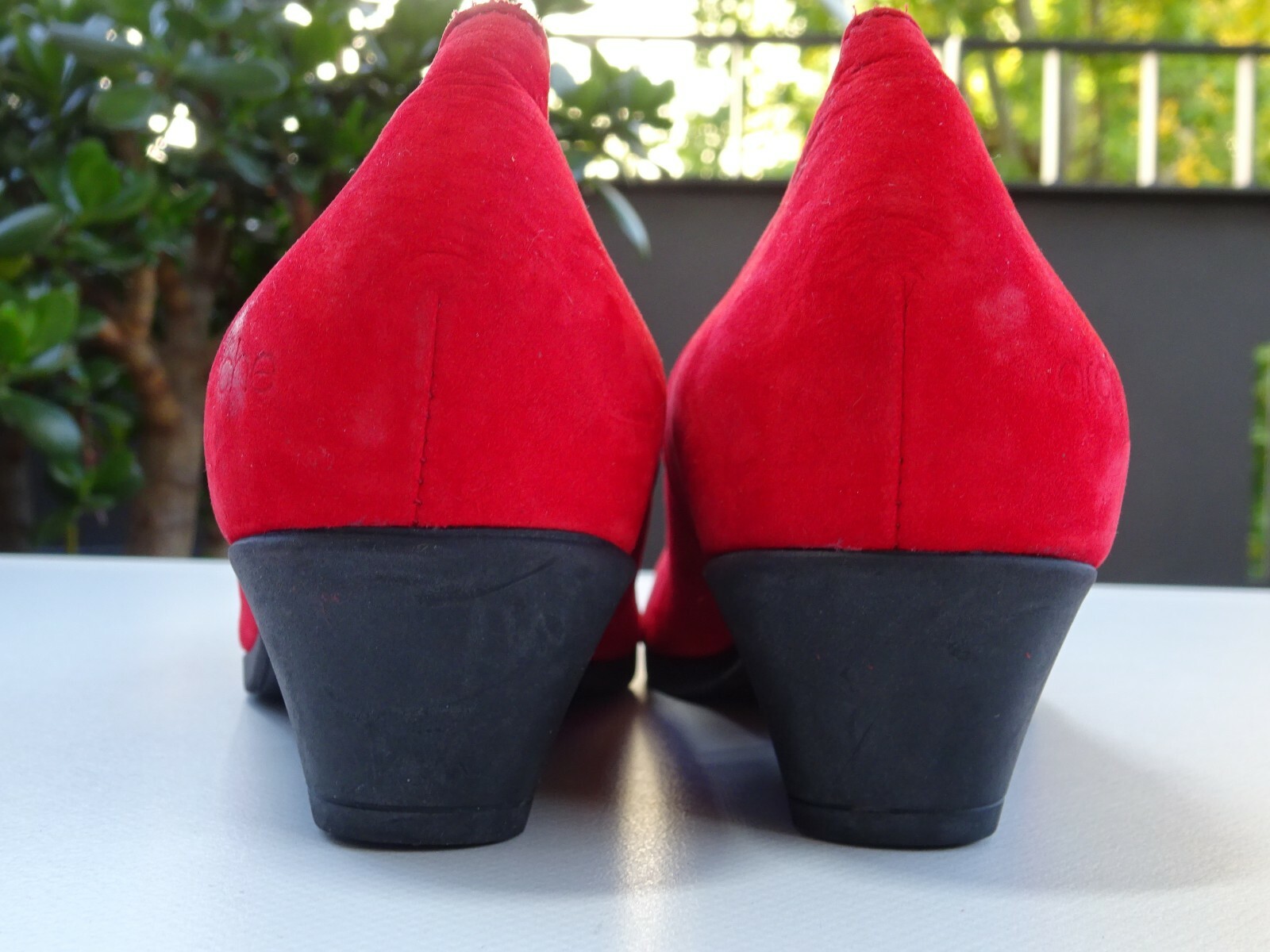 Ark women’s rubber edge shoes pumps leather nubuck latex red France size 36.5 new