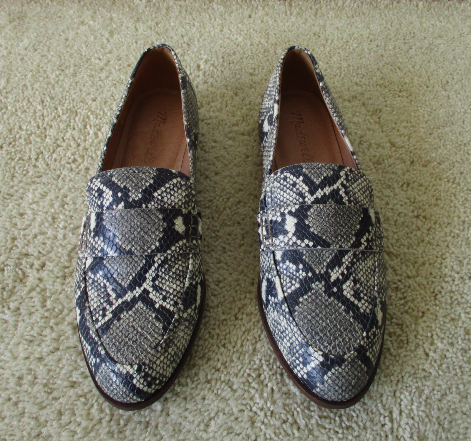 MADEWELL Alex Loafer Snake Print Leather Slip On Flats Women’s Size 7