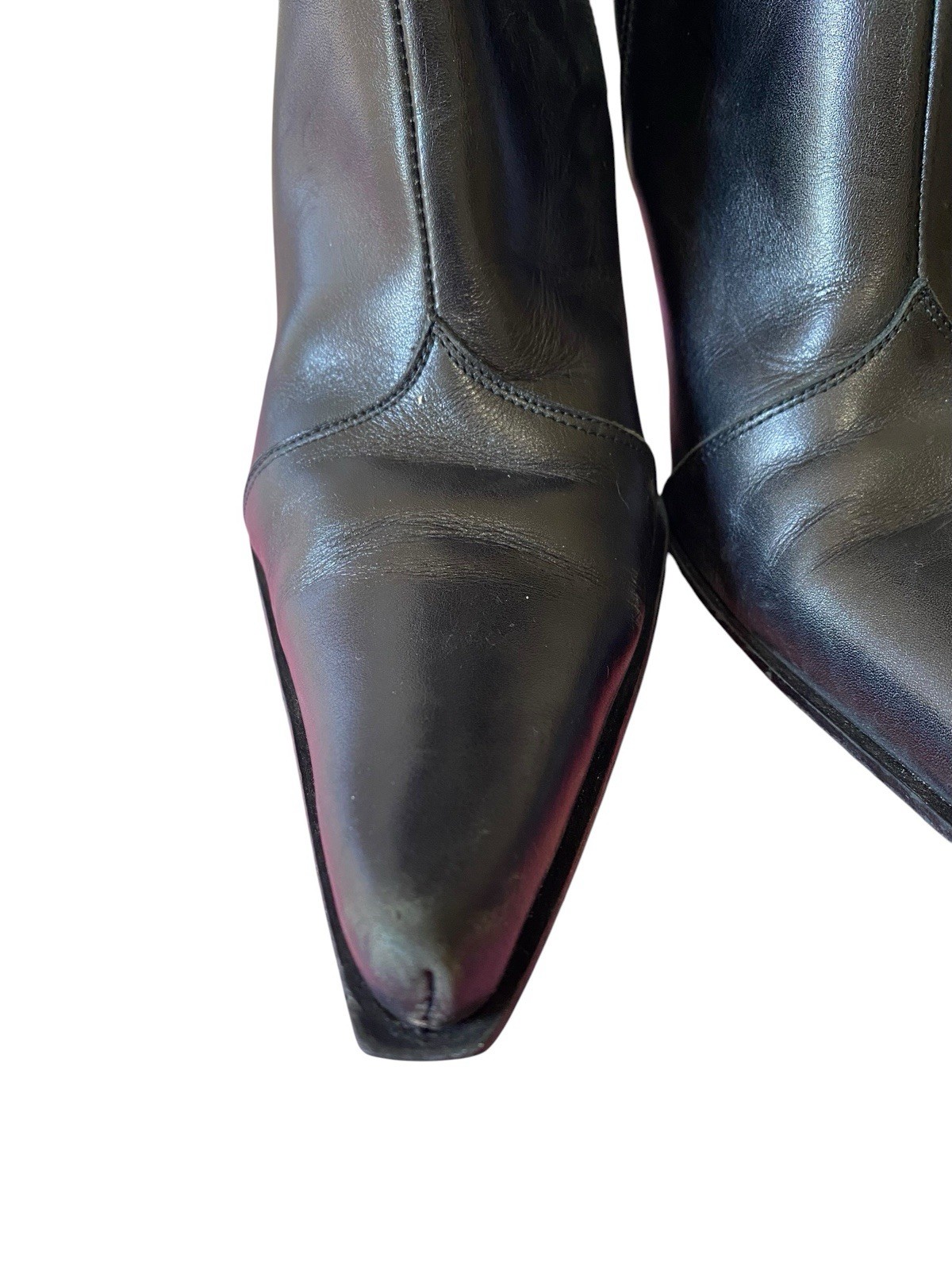 Guess Y2K Black Leather Vintage Boot Long Pointed Toe Stiletto Heel Sz 8 Women’s