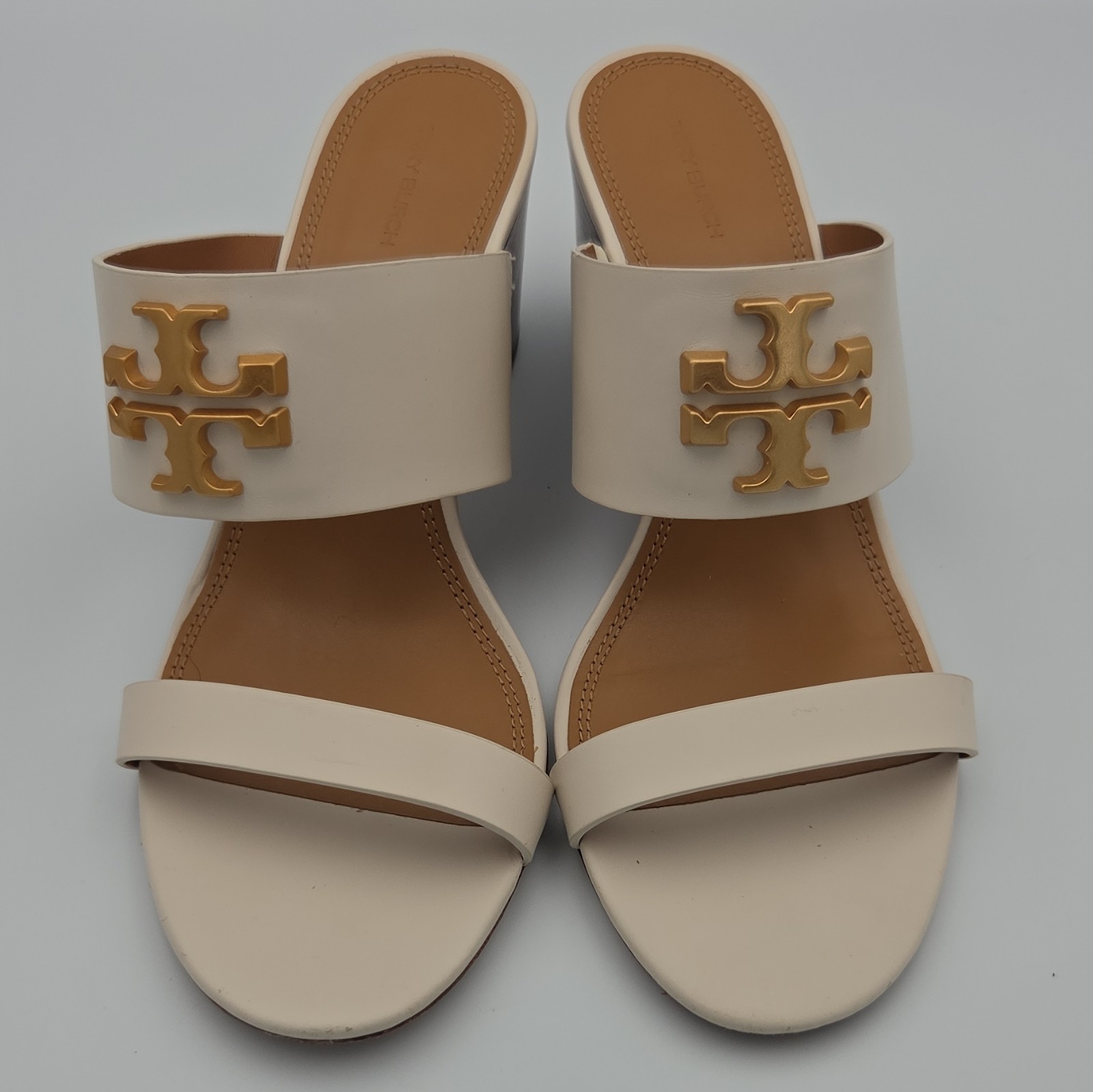 Tory Burch Ivory Leather Everly Wedge Comfort Women’s Size 11 M