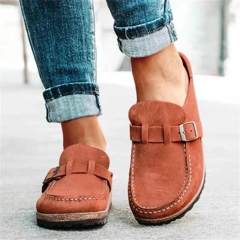 Womens Summer Retro Suede Half Slippers Loafers Casual Comfy Sandals Flats Shoes